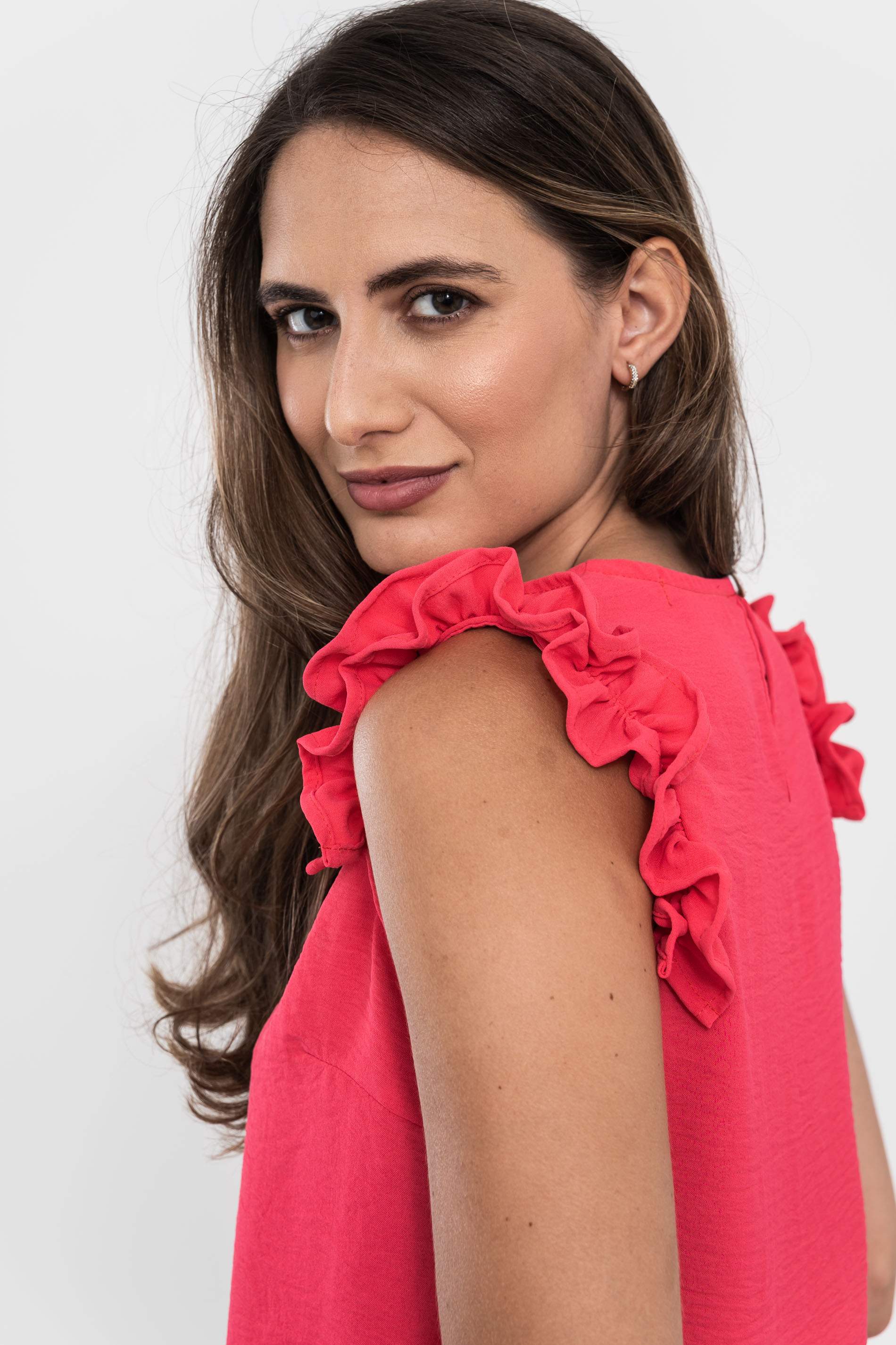 BLUSA SISAS VOLANTE FRESA.