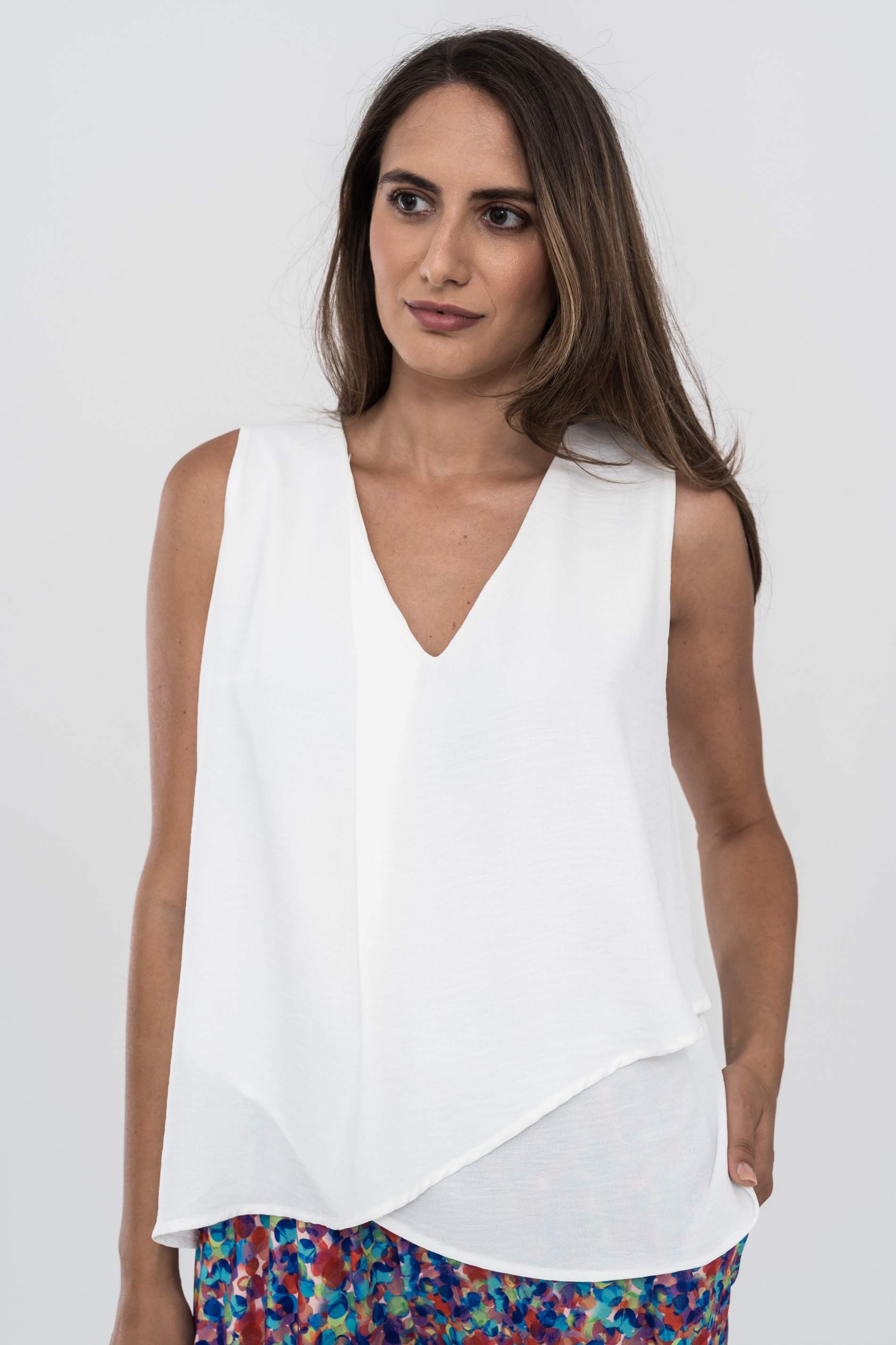 BLUSA DOBLE CAPA CUE  PICO BLANCO
