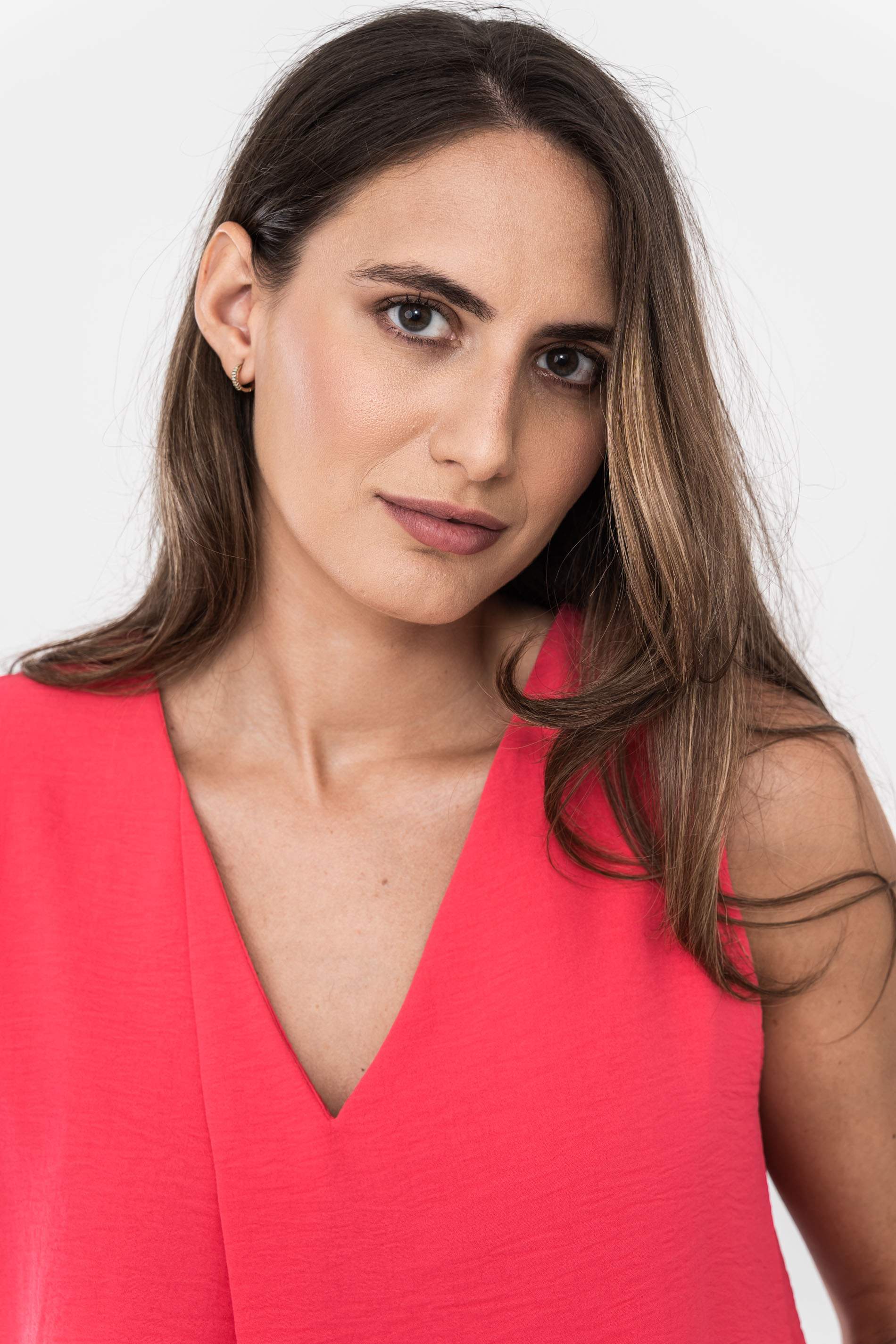 BLUSA DOBLE CAPA CU PICO FRESA