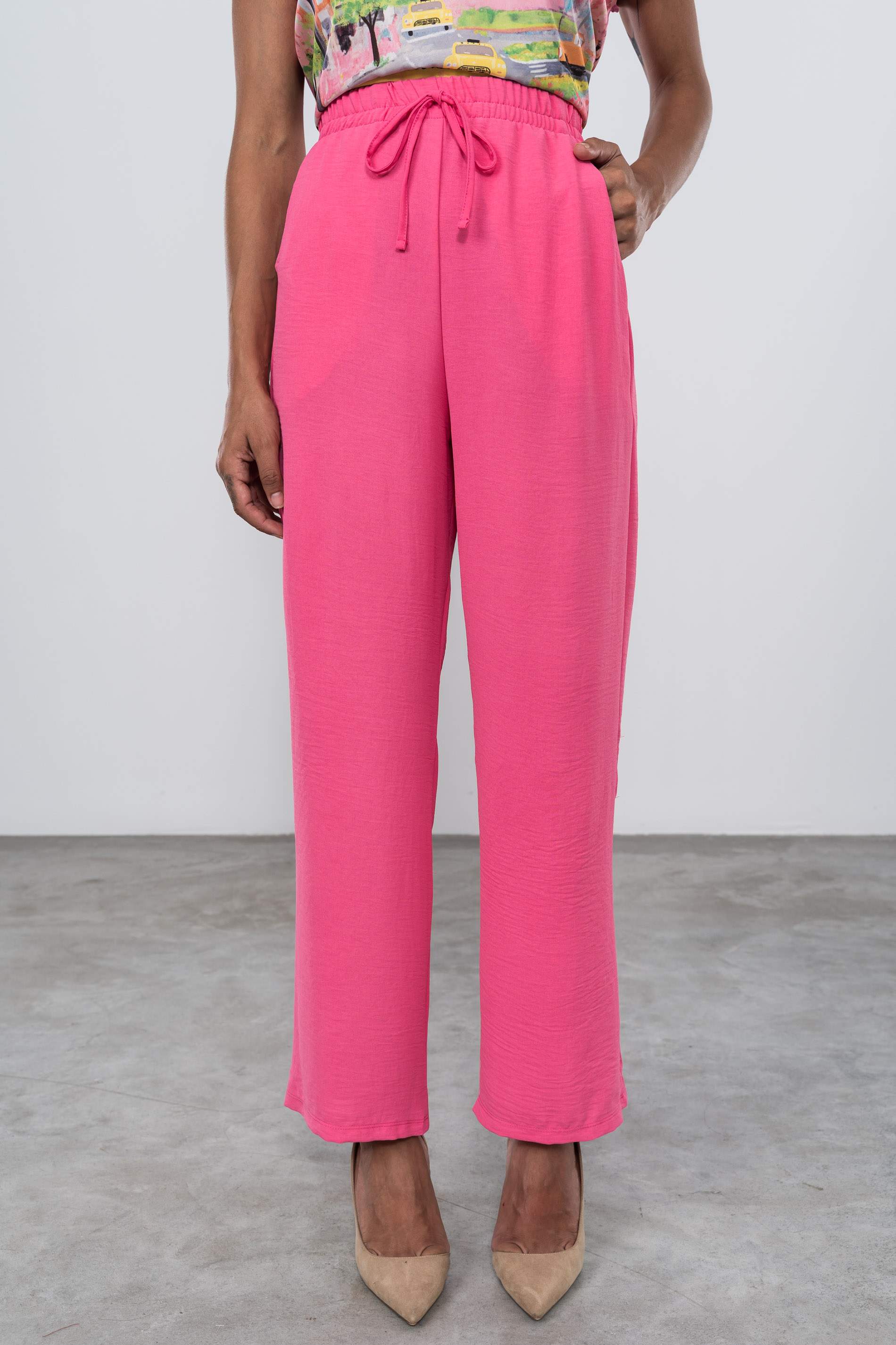 PANTALON HOLGADO RECTO ROSA