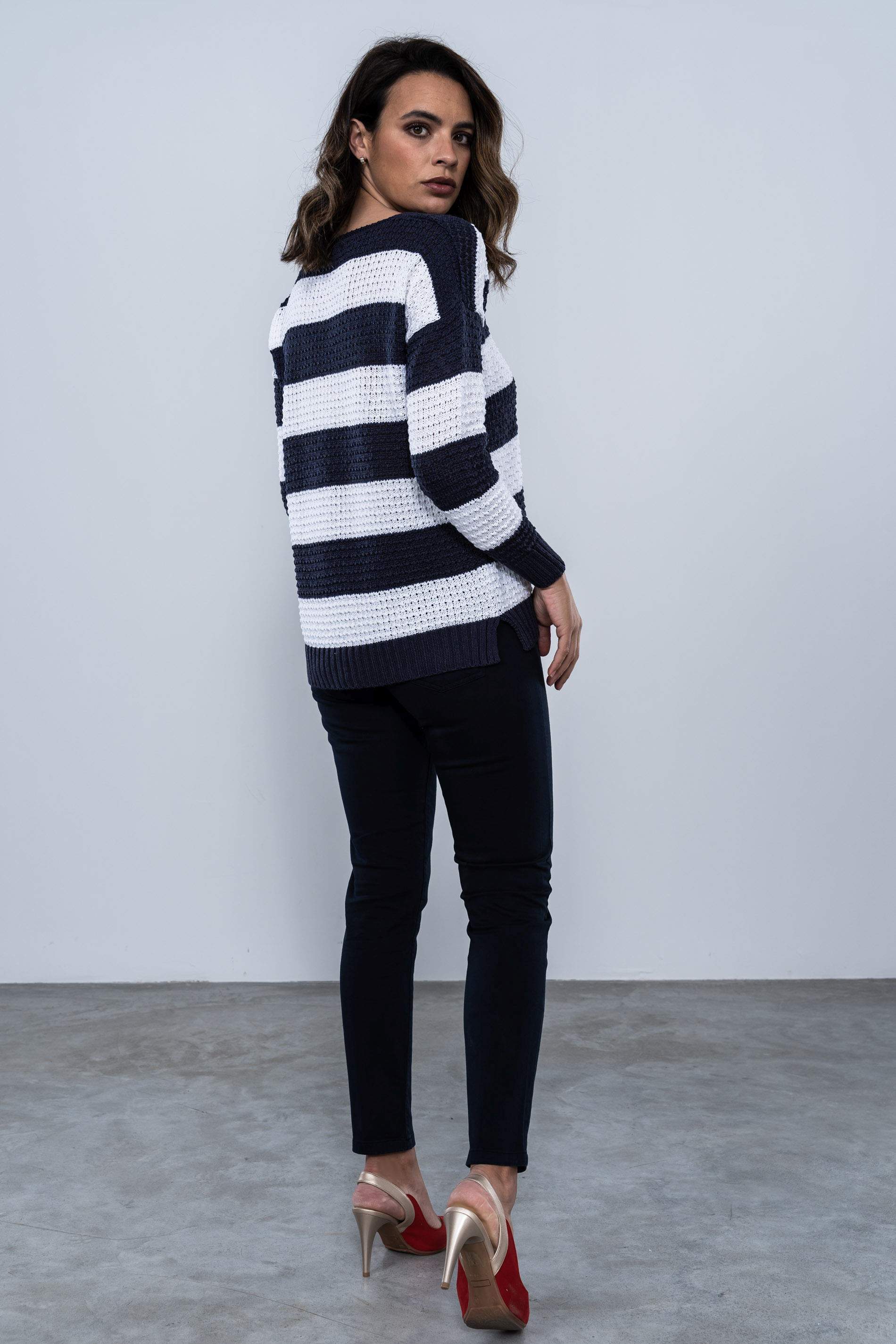 PANTALON 5 BOLSILLOS TOBILLERO MARINO