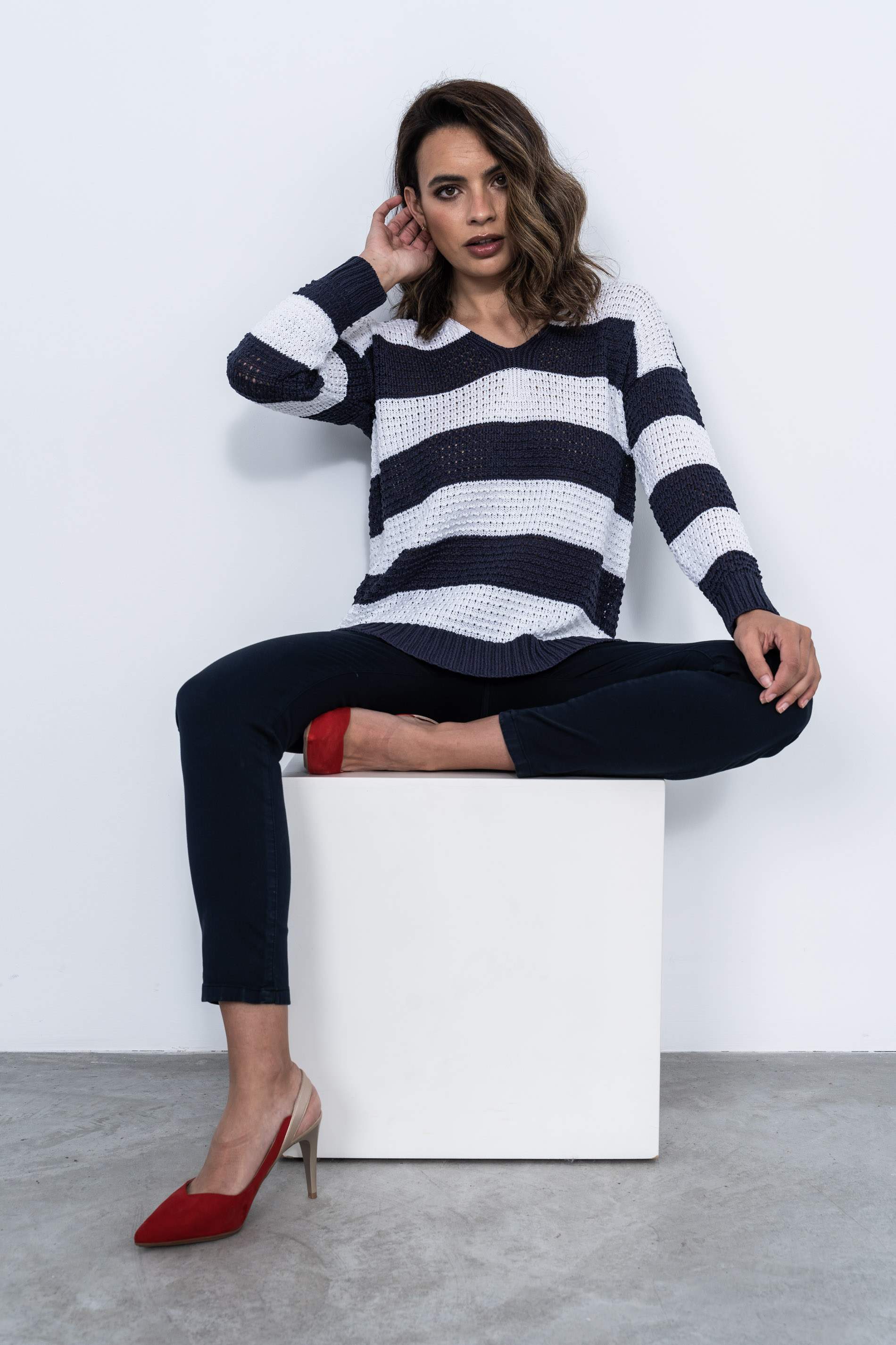 PANTALON 5 BOLSILLOS TOBILLERO MARINO