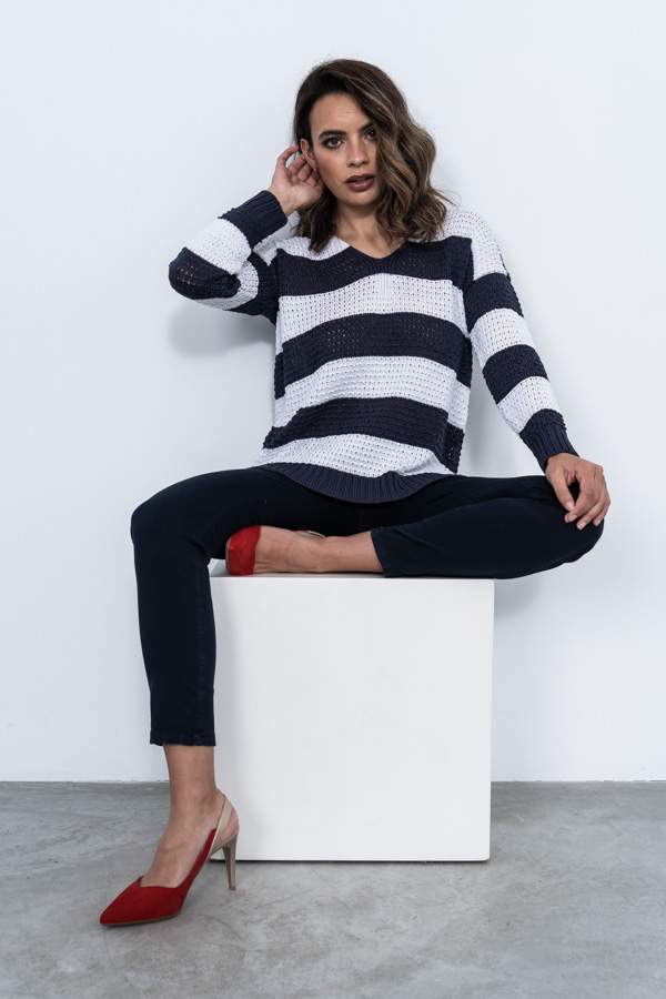 PANTALON 5 BOLSILLOS TOBILLERO MARINO