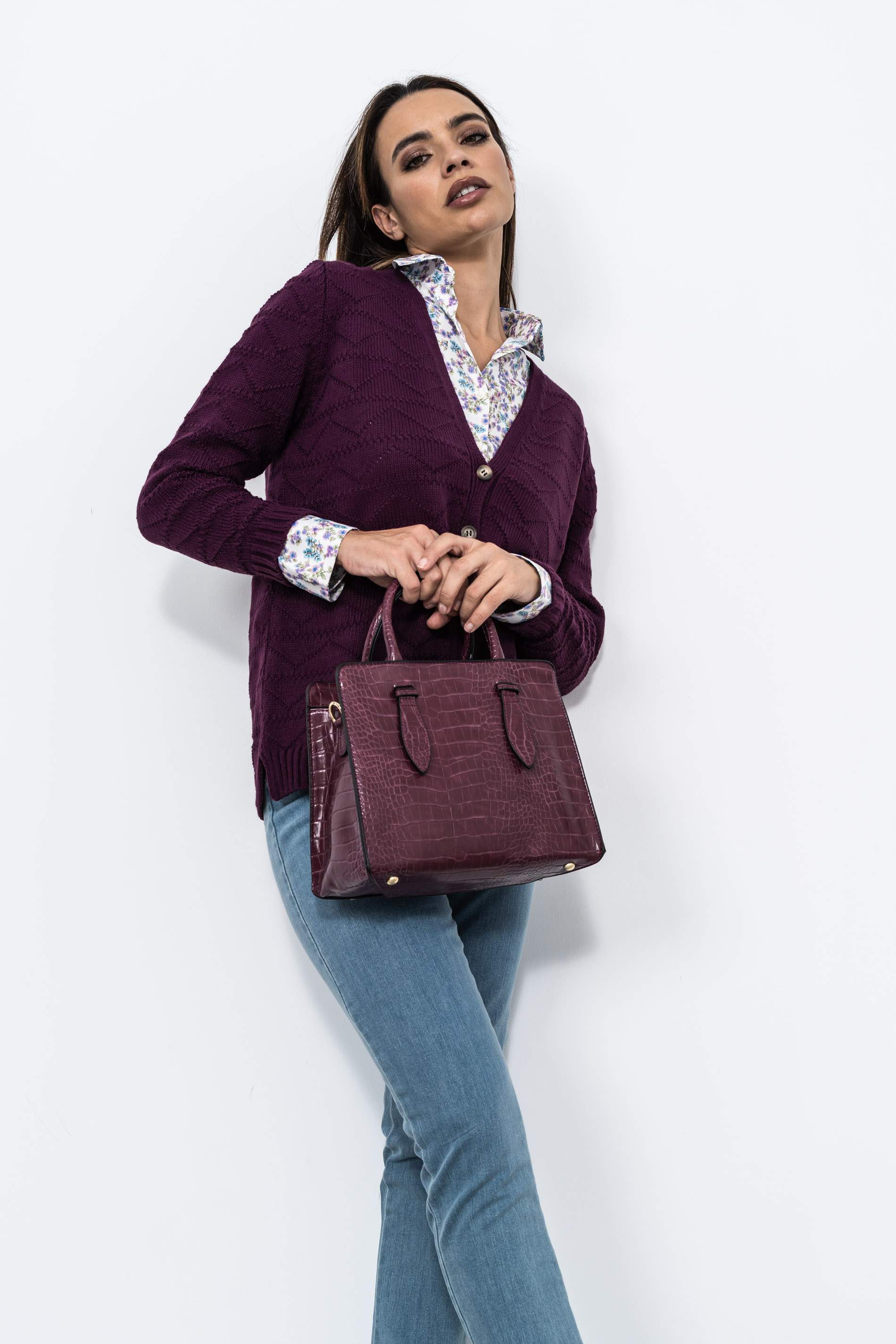 BOLSO TOTE EFECTO COCO PURPURA