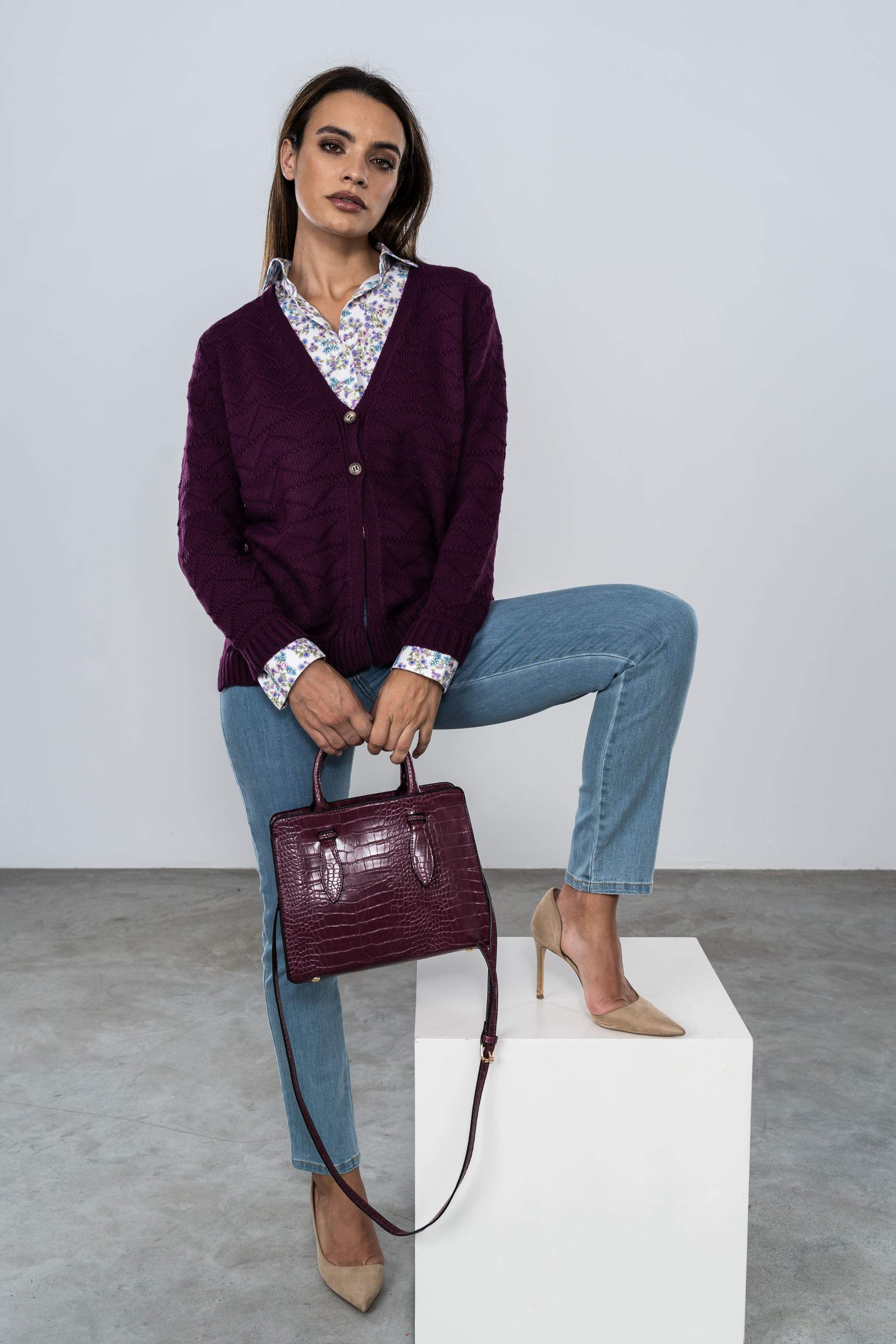 BOLSO TOTE EFECTO COCO PURPURA