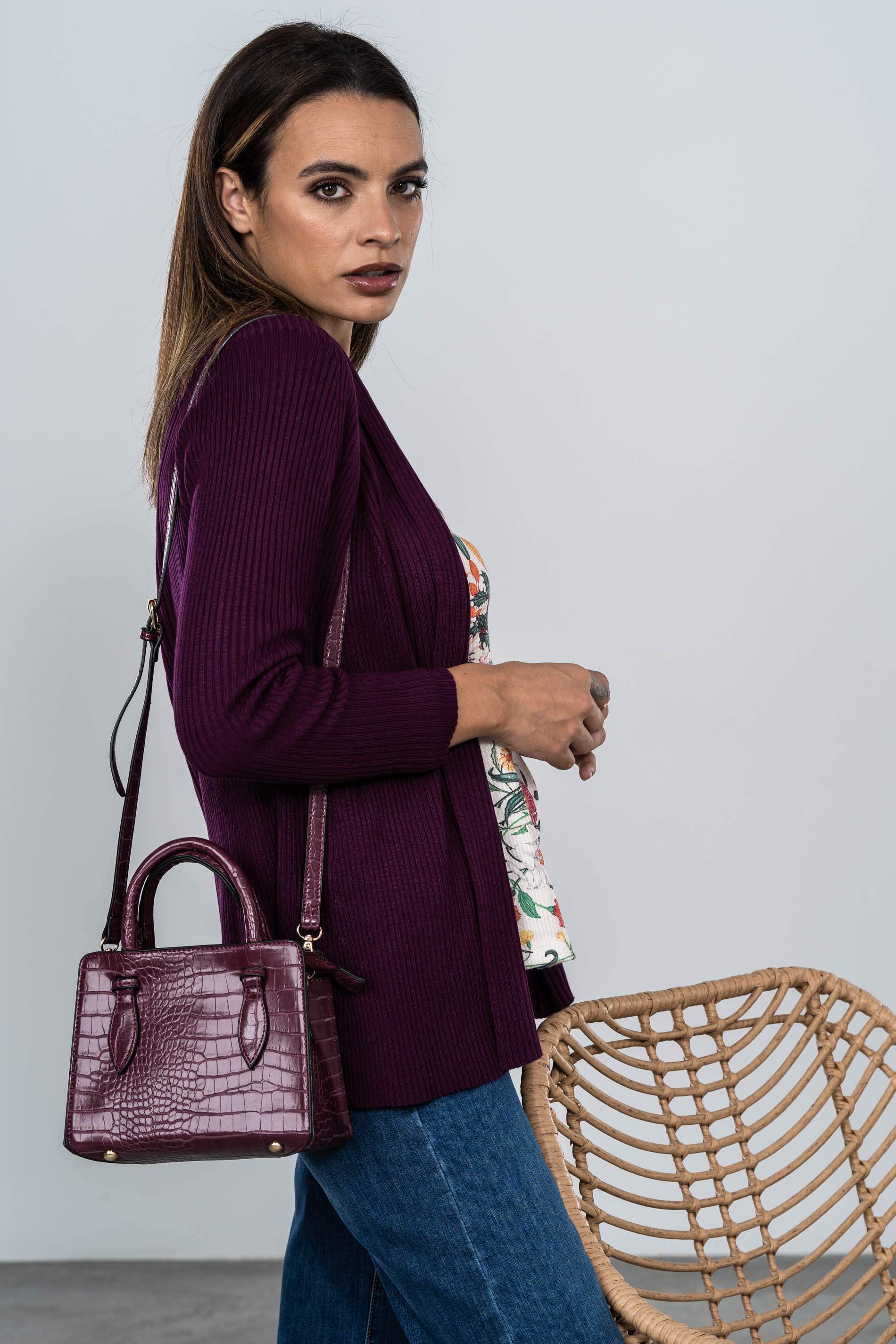 BOLSO TOTE MINI EFECTO COCO PURPURA