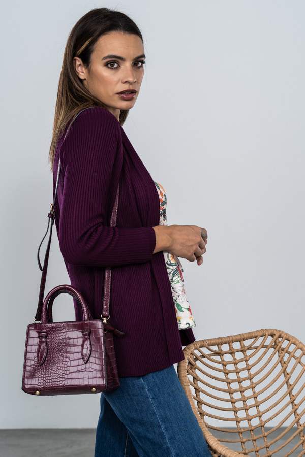 BOLSO TOTE MINI EFECTO COCO PURPURA
