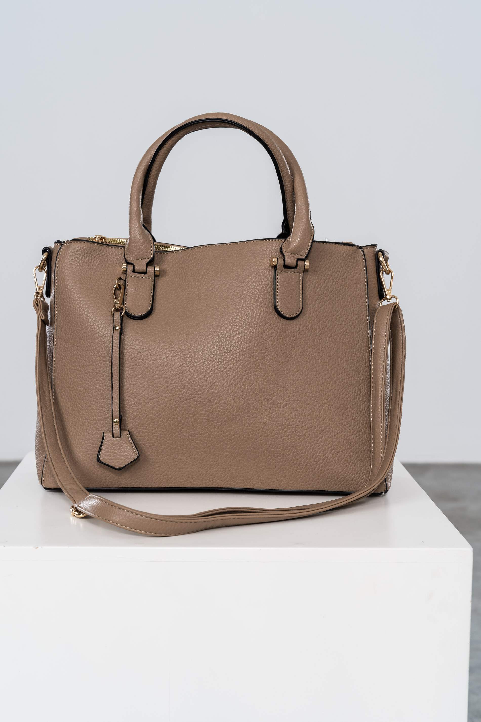 BOLSO SHOPPER CREMALLERAS TAUPE