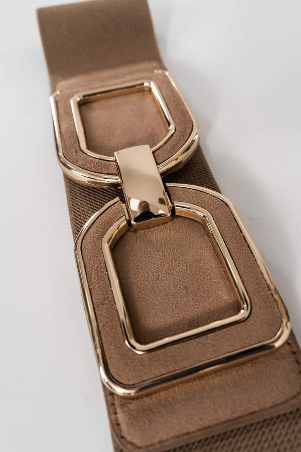 CINTURON ELASTICO HEBILLA METAL BEIGE