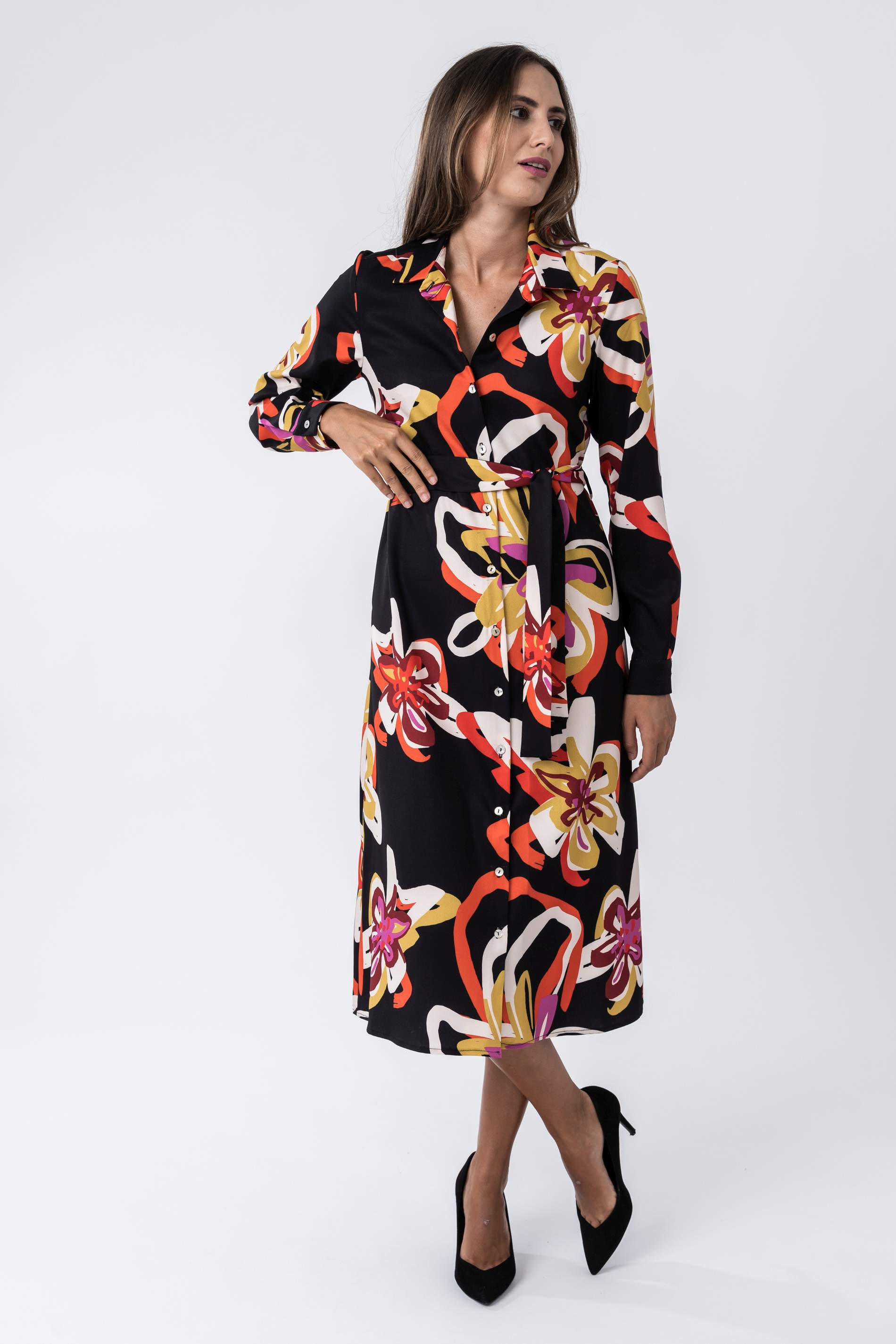 Vestido camisero flores cheap
