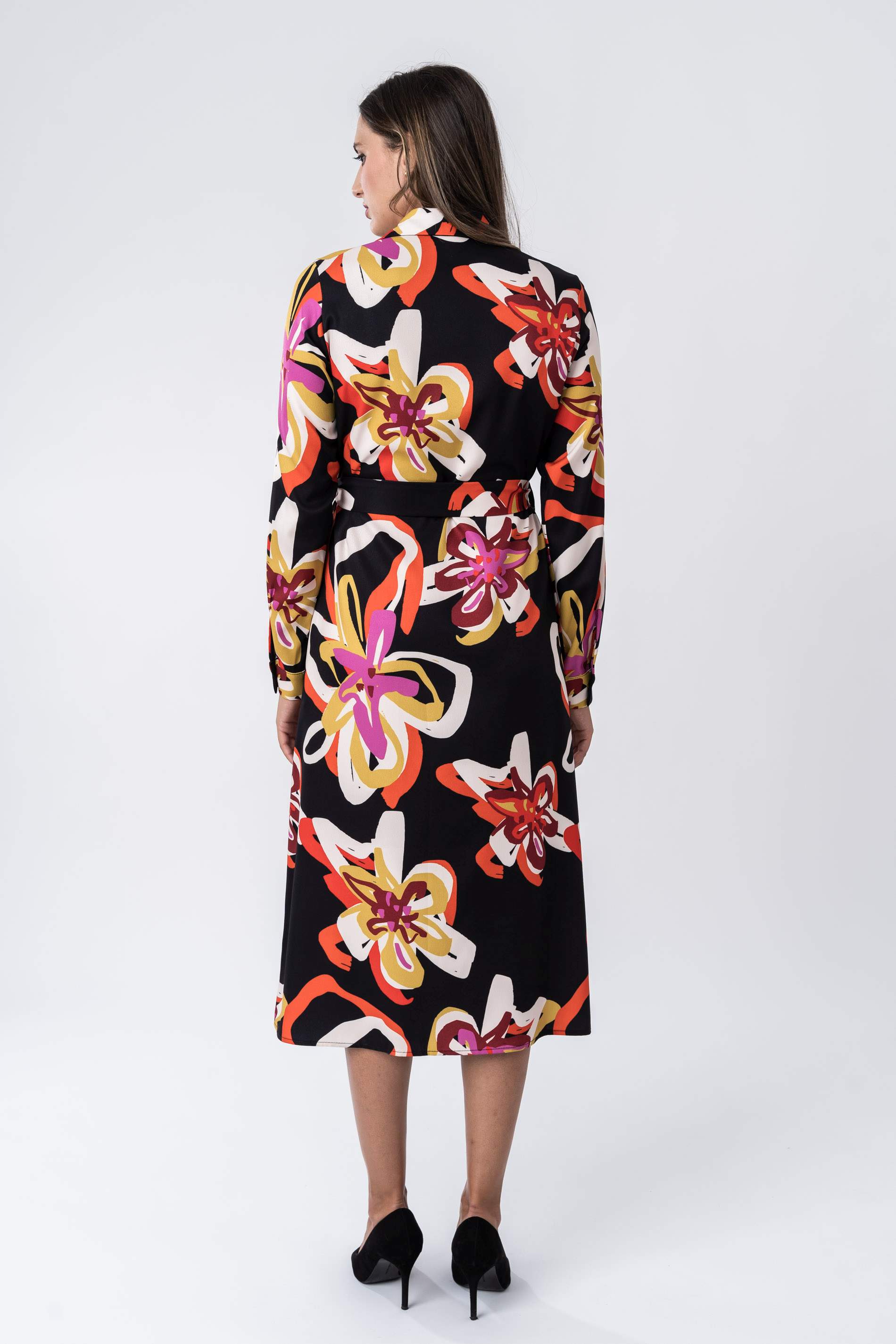 VESTIDO CAMISERO FLORES COLOR