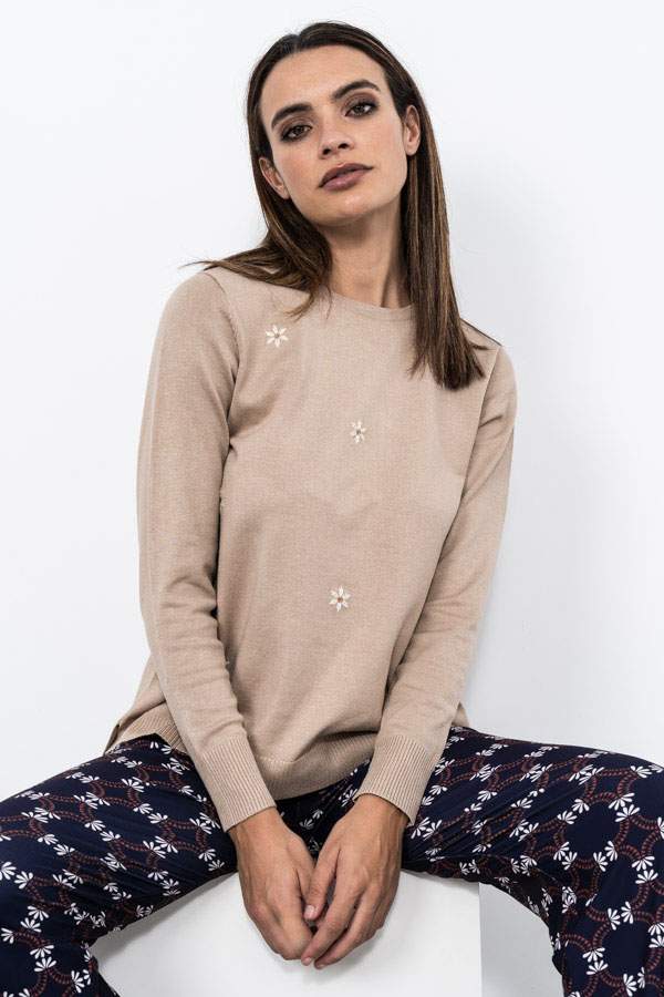 JERSEY BORDADO MARGARITAS PIEDRA