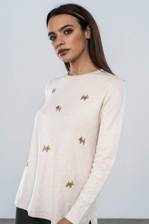 JERSEY BORDADO PERRITO CRUDO