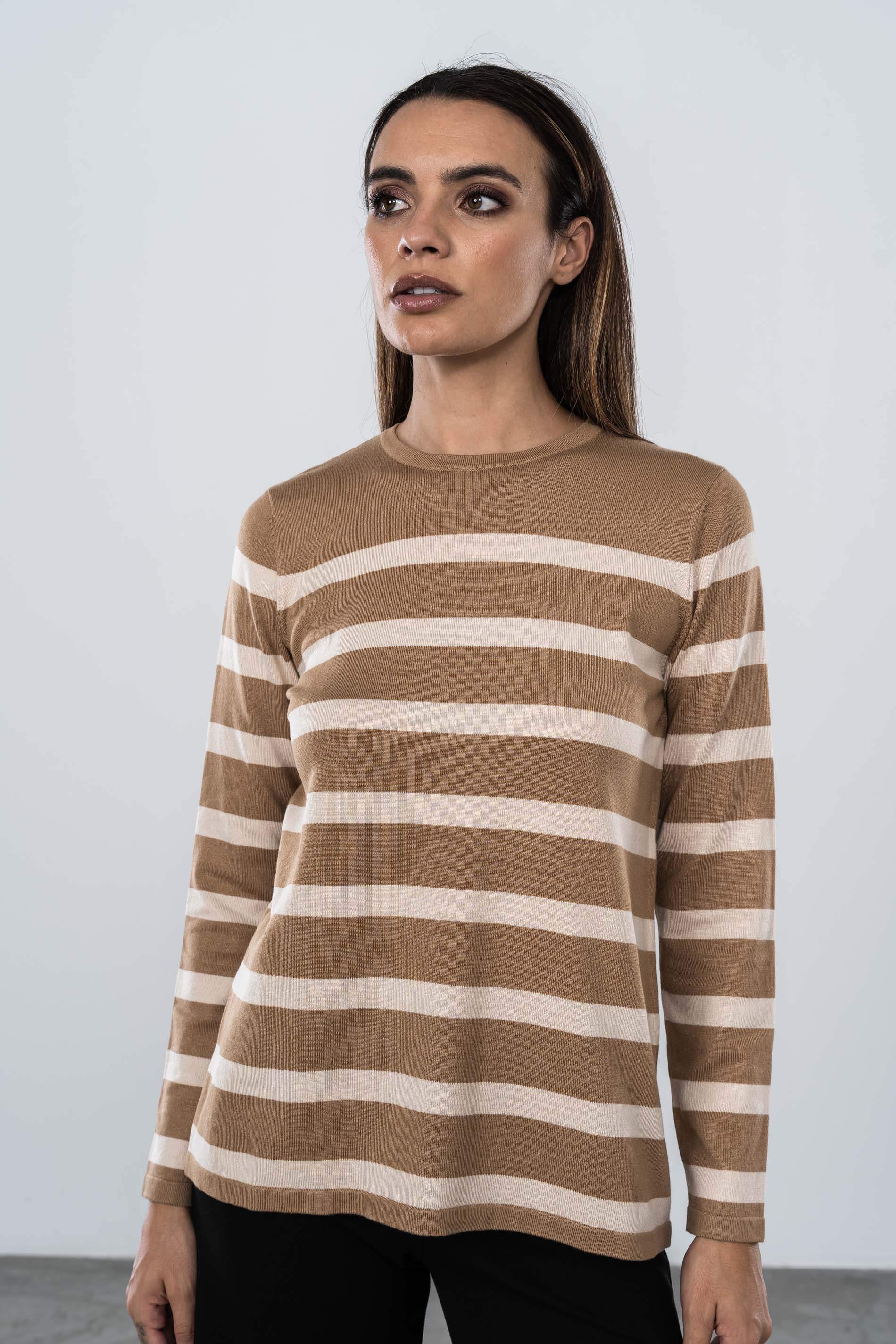 JERSEY CUELLO CAJA RAYAS CAMEL