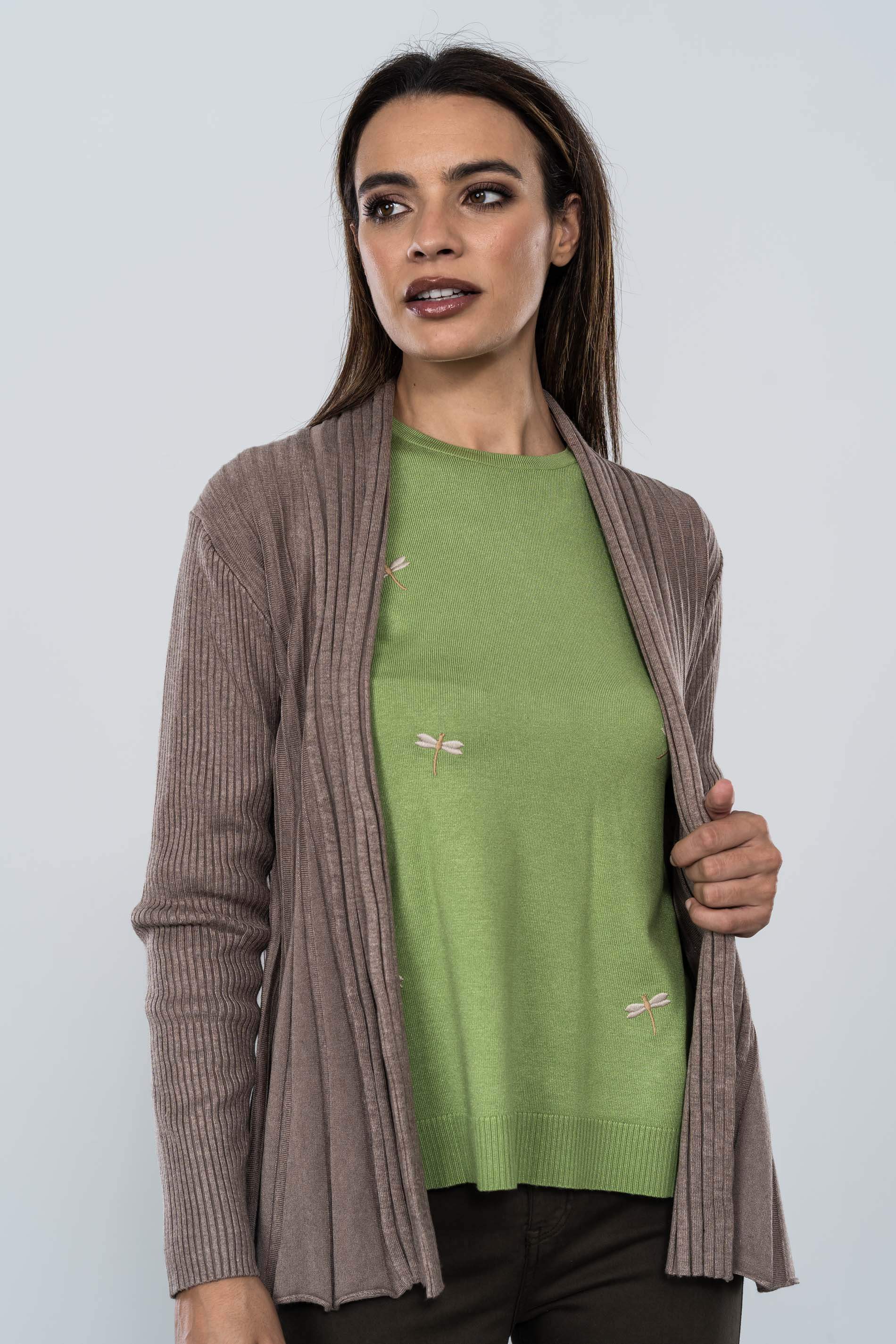 CARDIGAN CANALE DIBUJO TAUPE