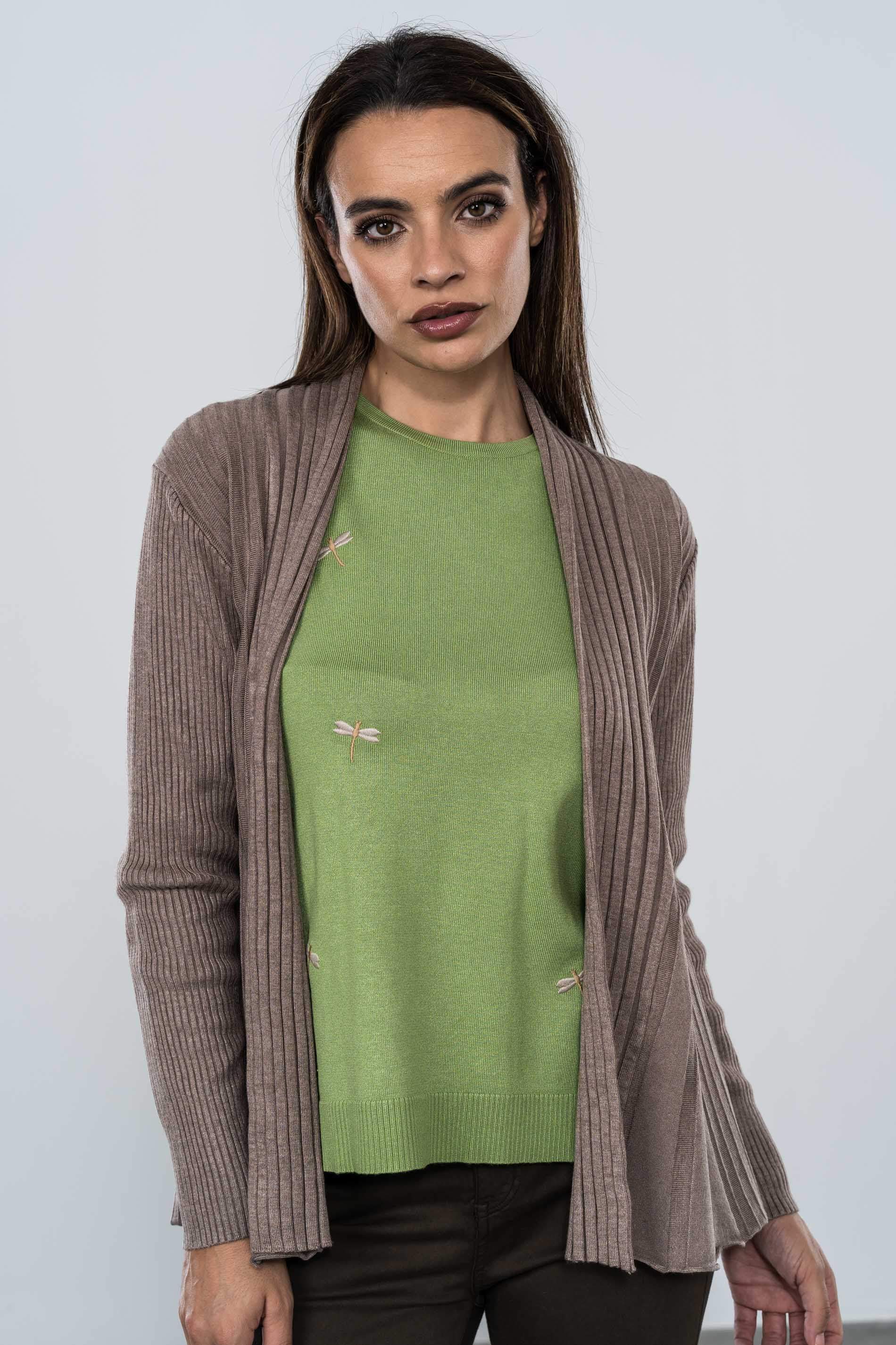 CARDIGAN CANALE DIBUJO TAUPE