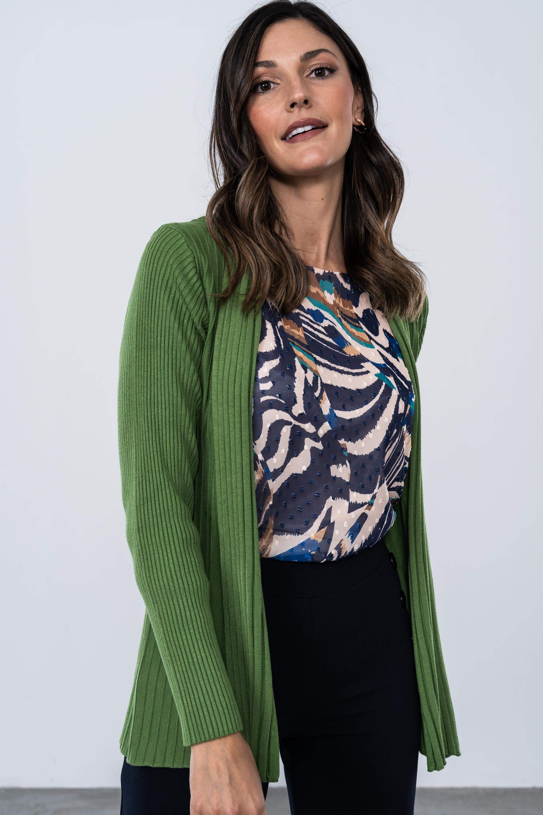 CARDIGAN CANALE DIBUJO OLIVA