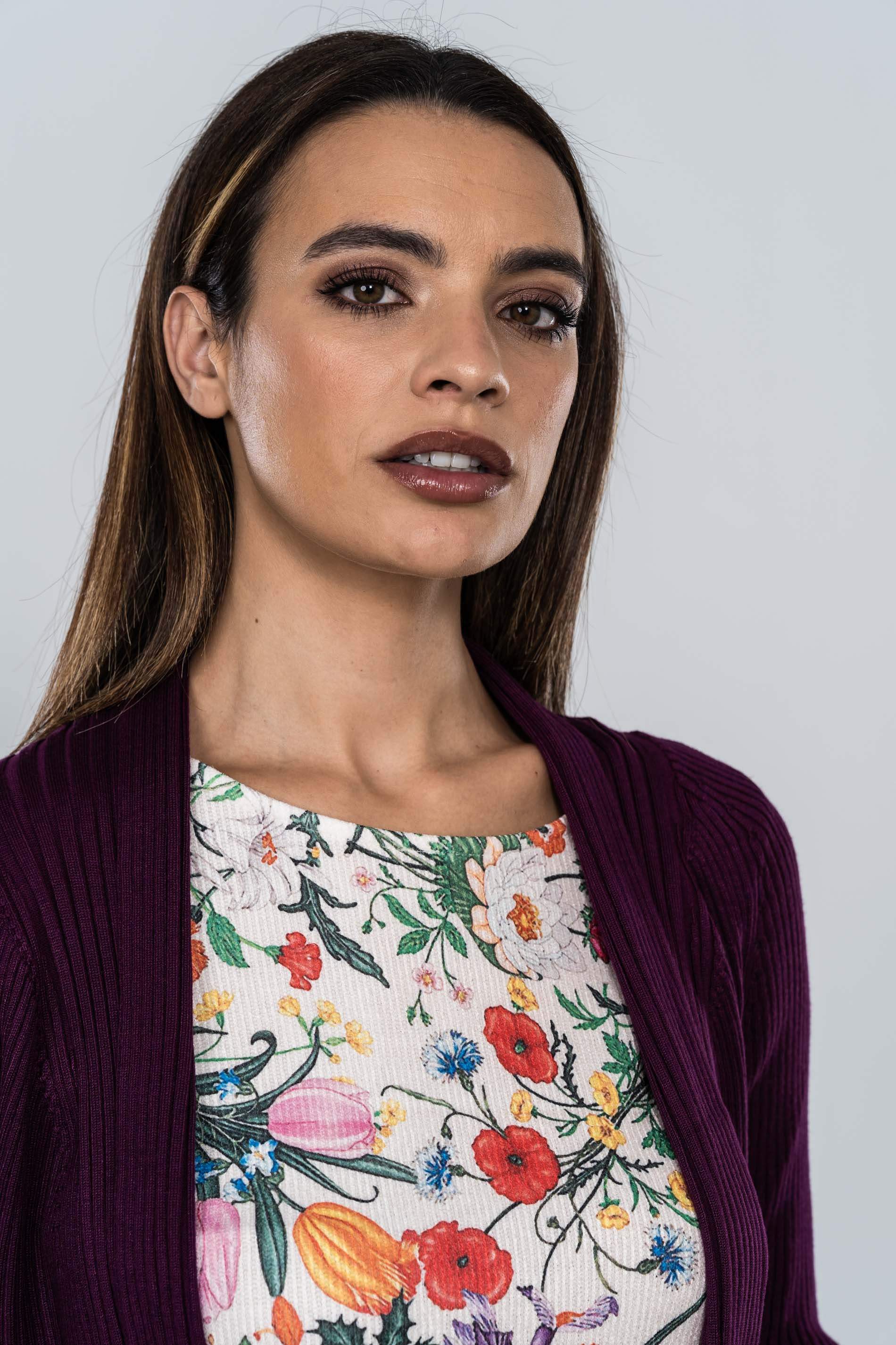 CARDIGAN CANALE BERENJENA