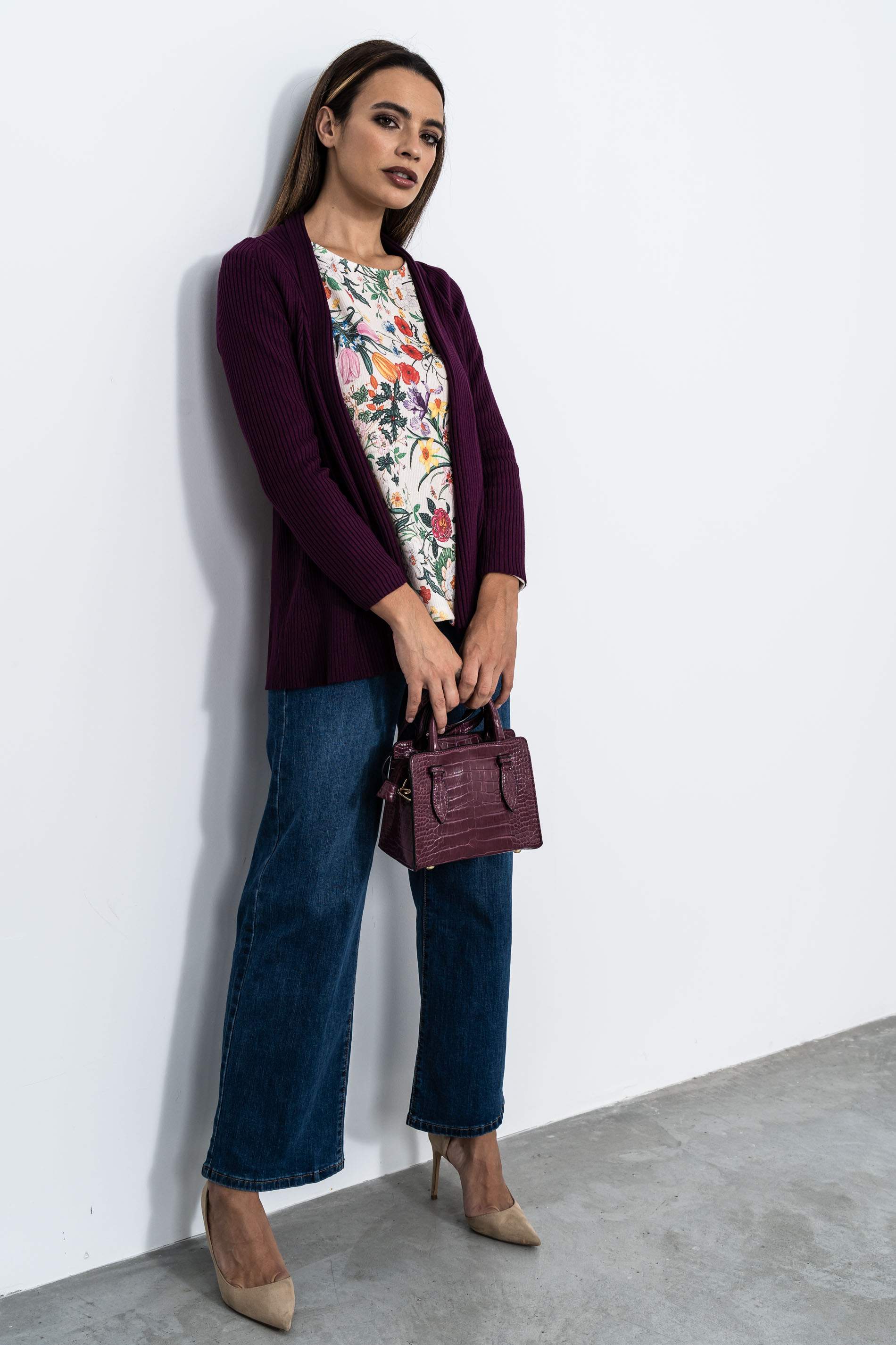 CARDIGAN CANALE BERENJENA