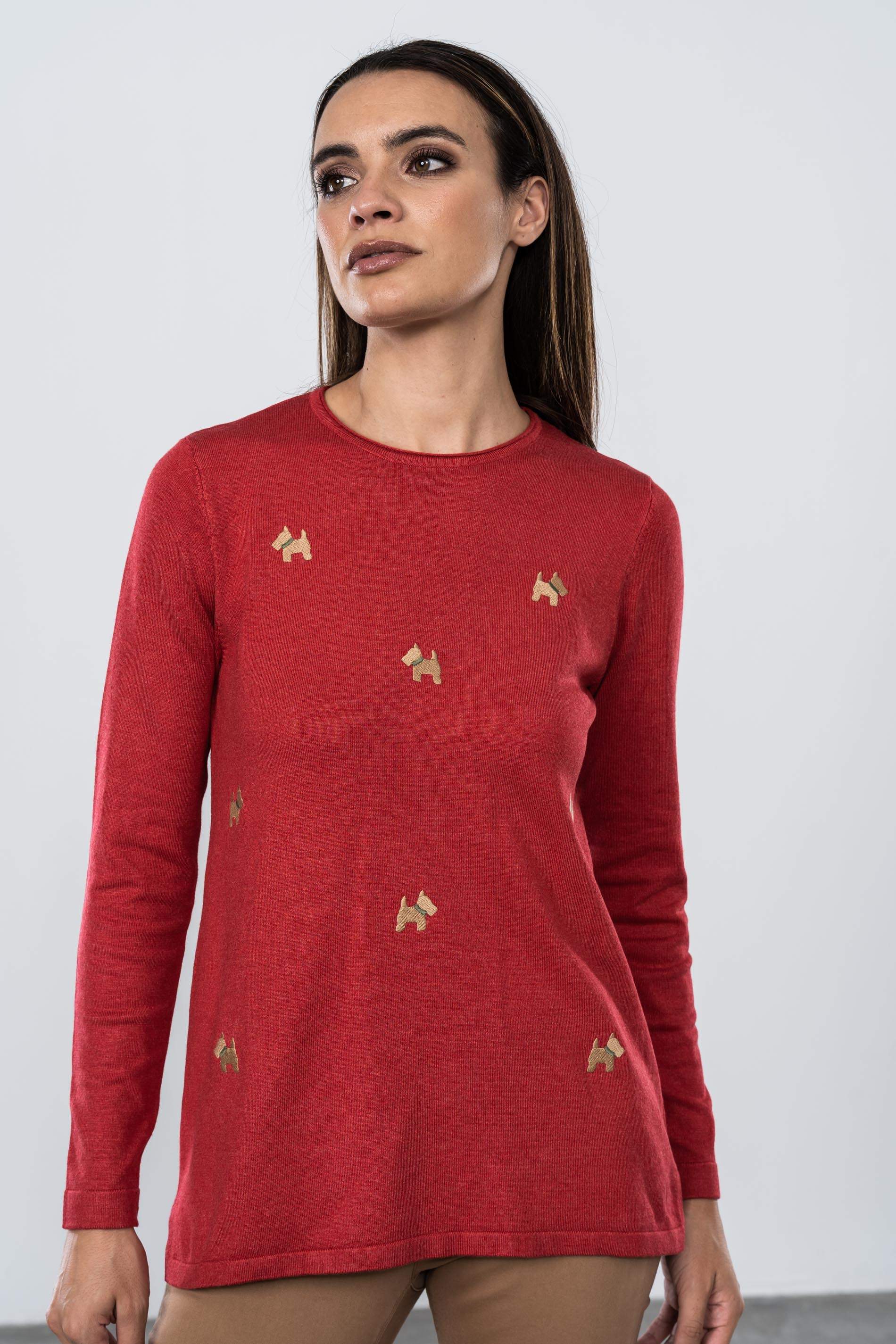 JERSEY BORDADO PERRITO ROJO