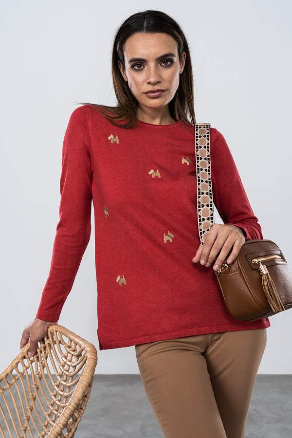 JERSEY BORDADO PERRITO ROJO