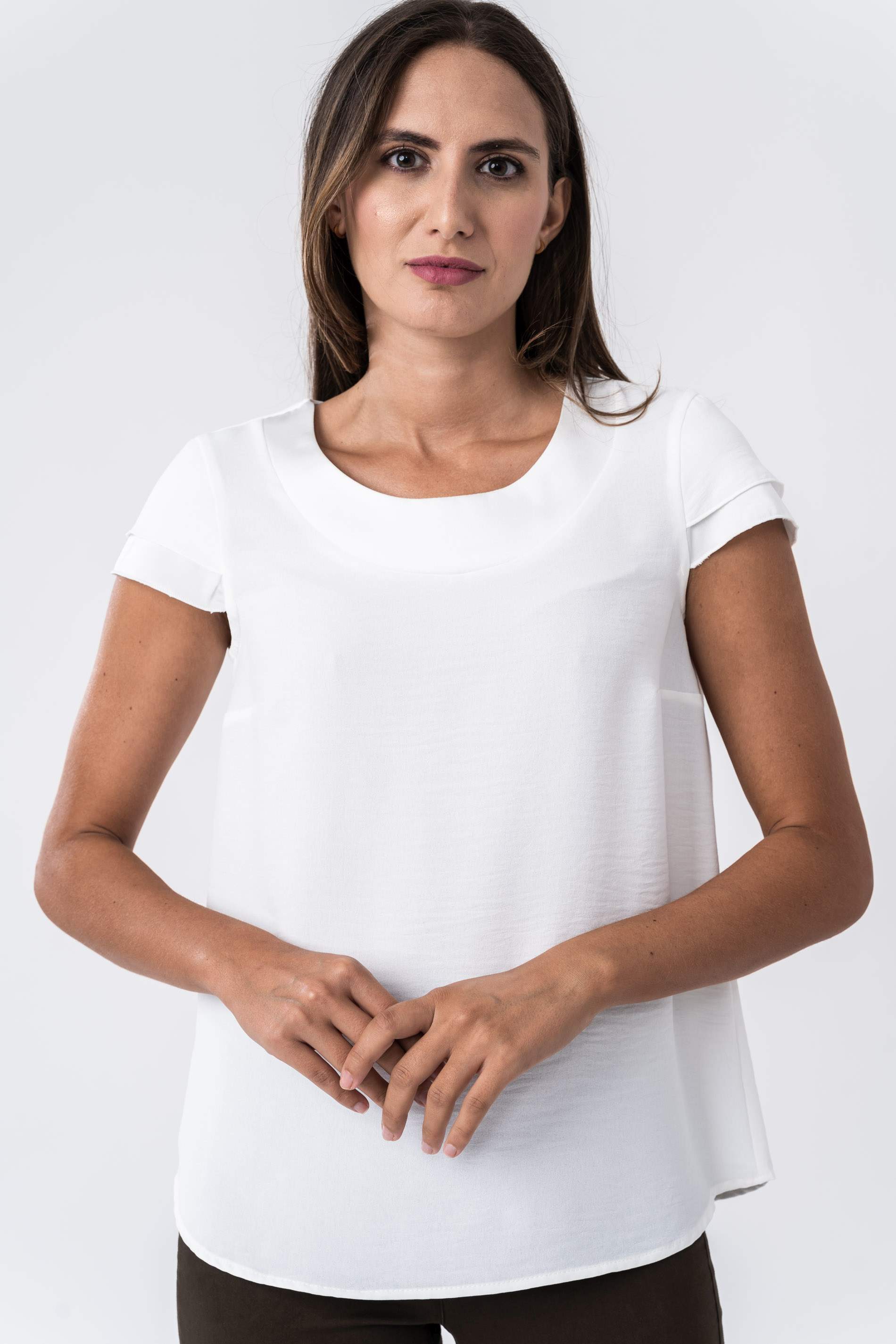 BLUSA COMBINADA SATEN BLANCO