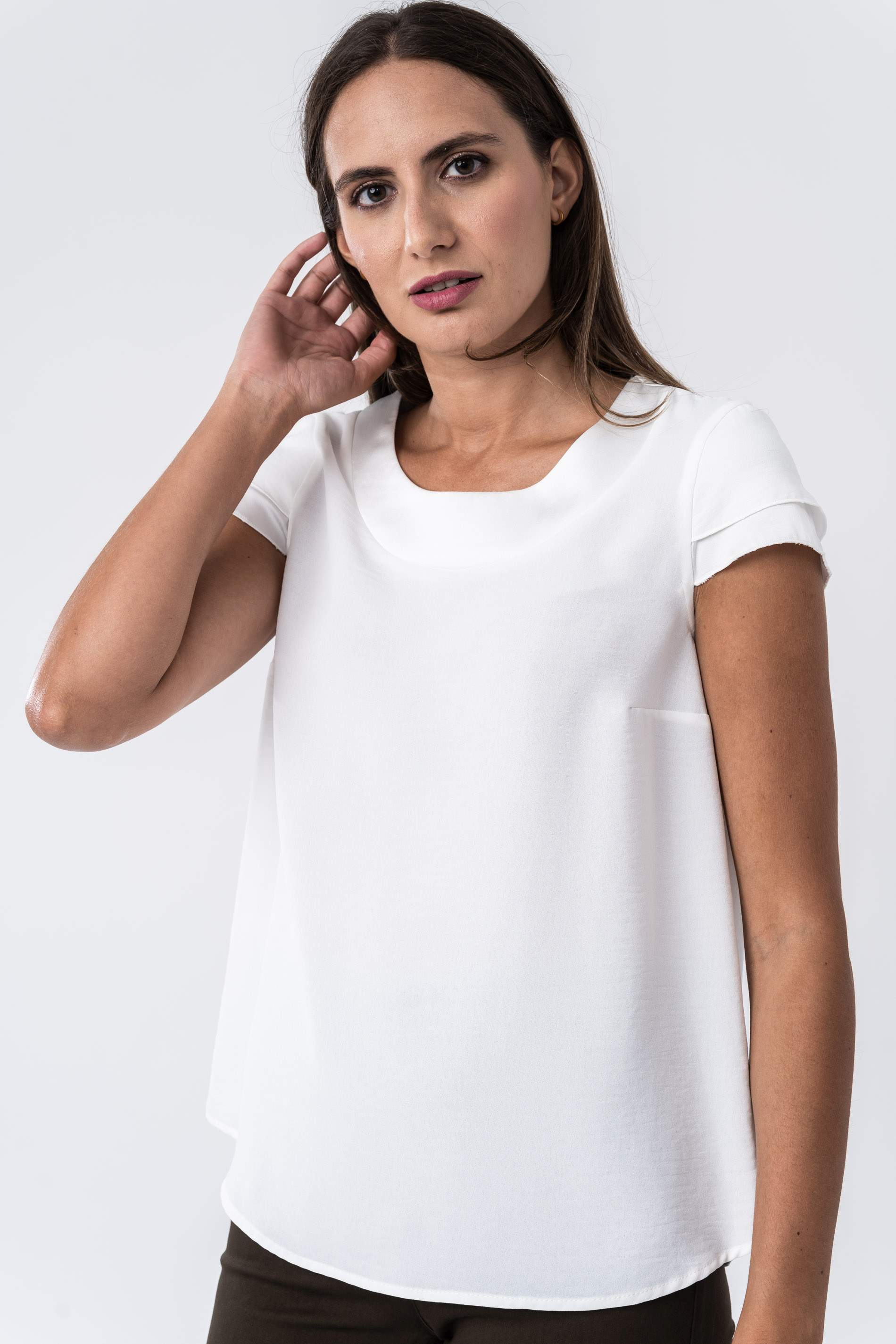 BLUSA COMBINADA SATEN BLANCO