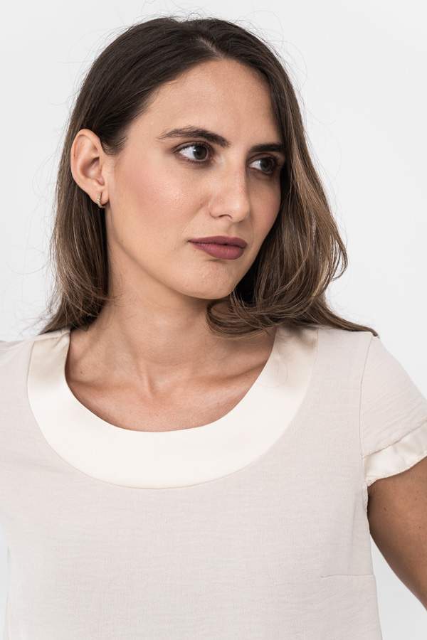 BLUSA COMBINADA SATEN BEIGE