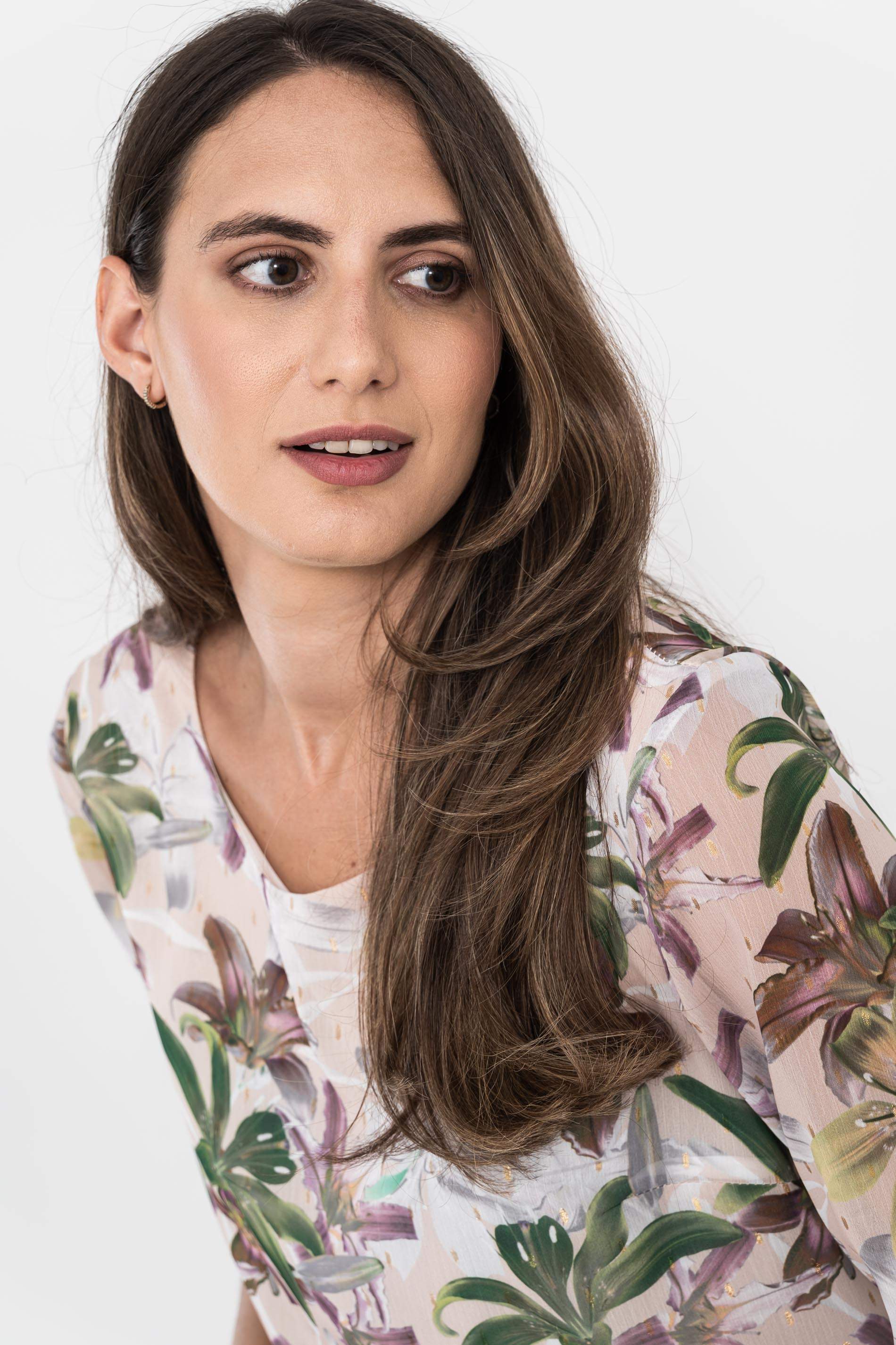 BLUSA FLORAL DETALLE LUREX VERDE
