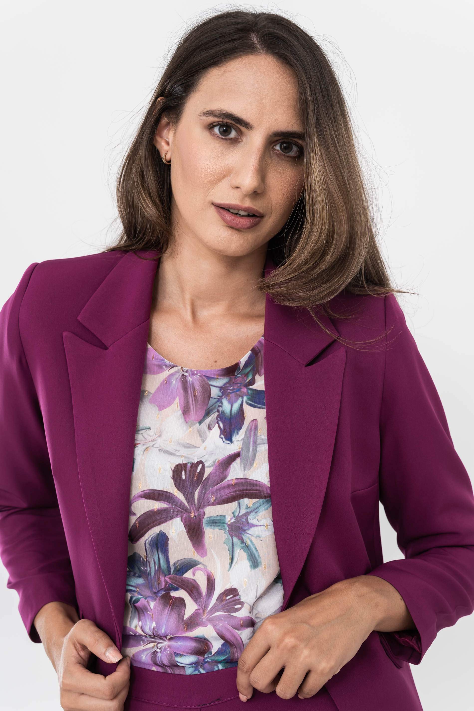 BLUSA FLORAL DETALLE LUREX MALVA