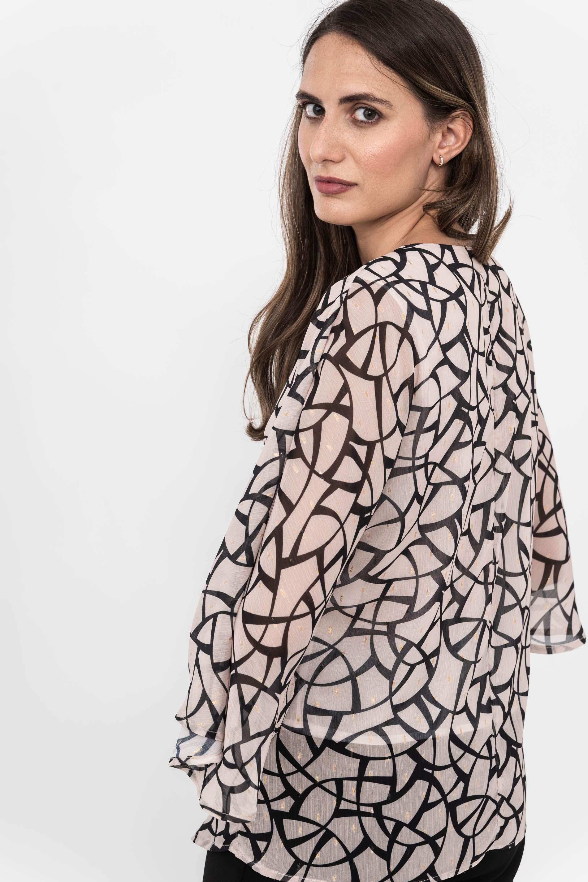 BLUSA MANGA CAPAS BICOLOR