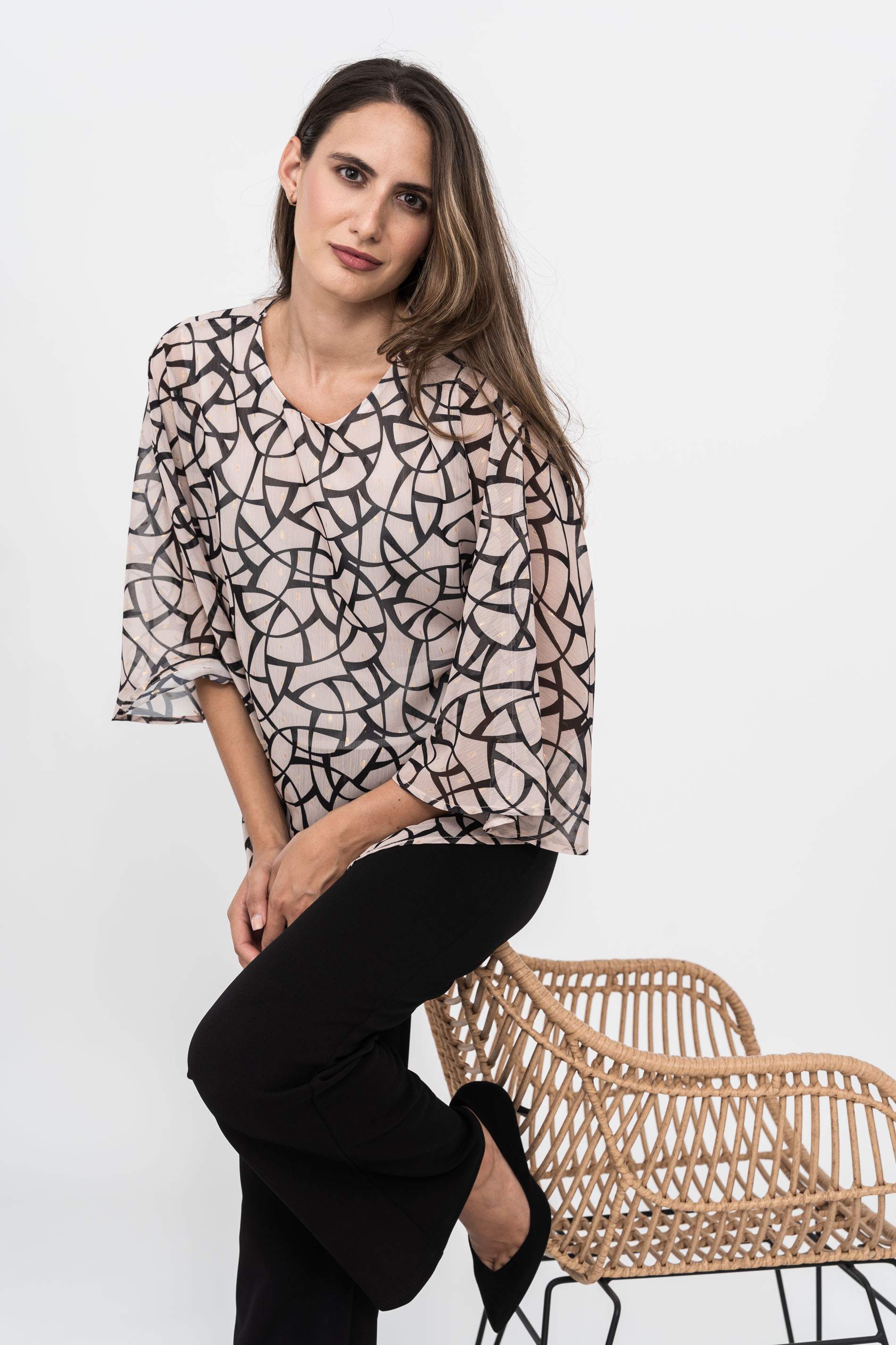 BLUSA MANGA CAPAS BICOLOR