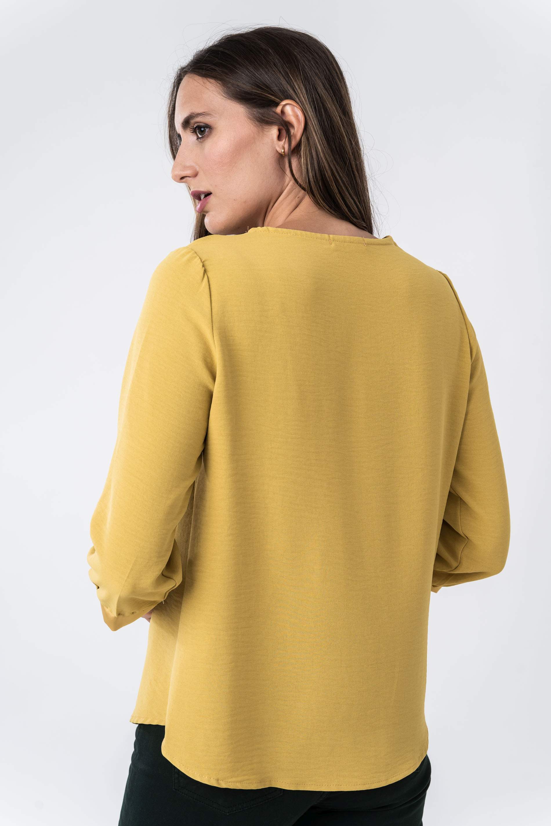 BLUSA COMBINADA SATEN MF MOSTAZA