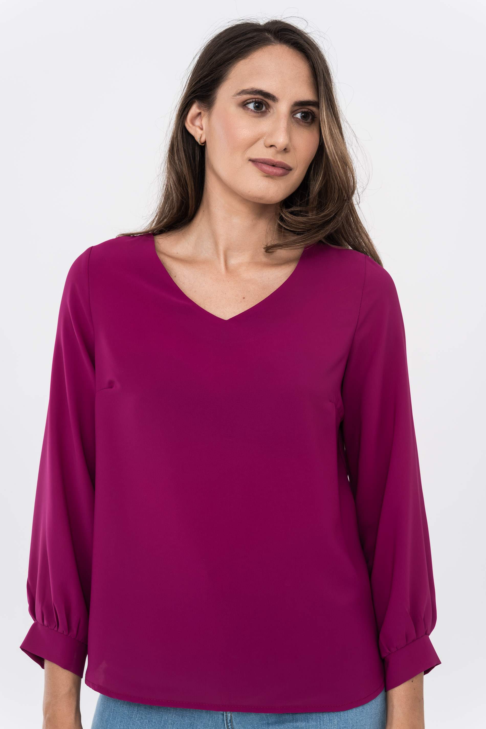 BLUSA MANGA PUÑO MORADO