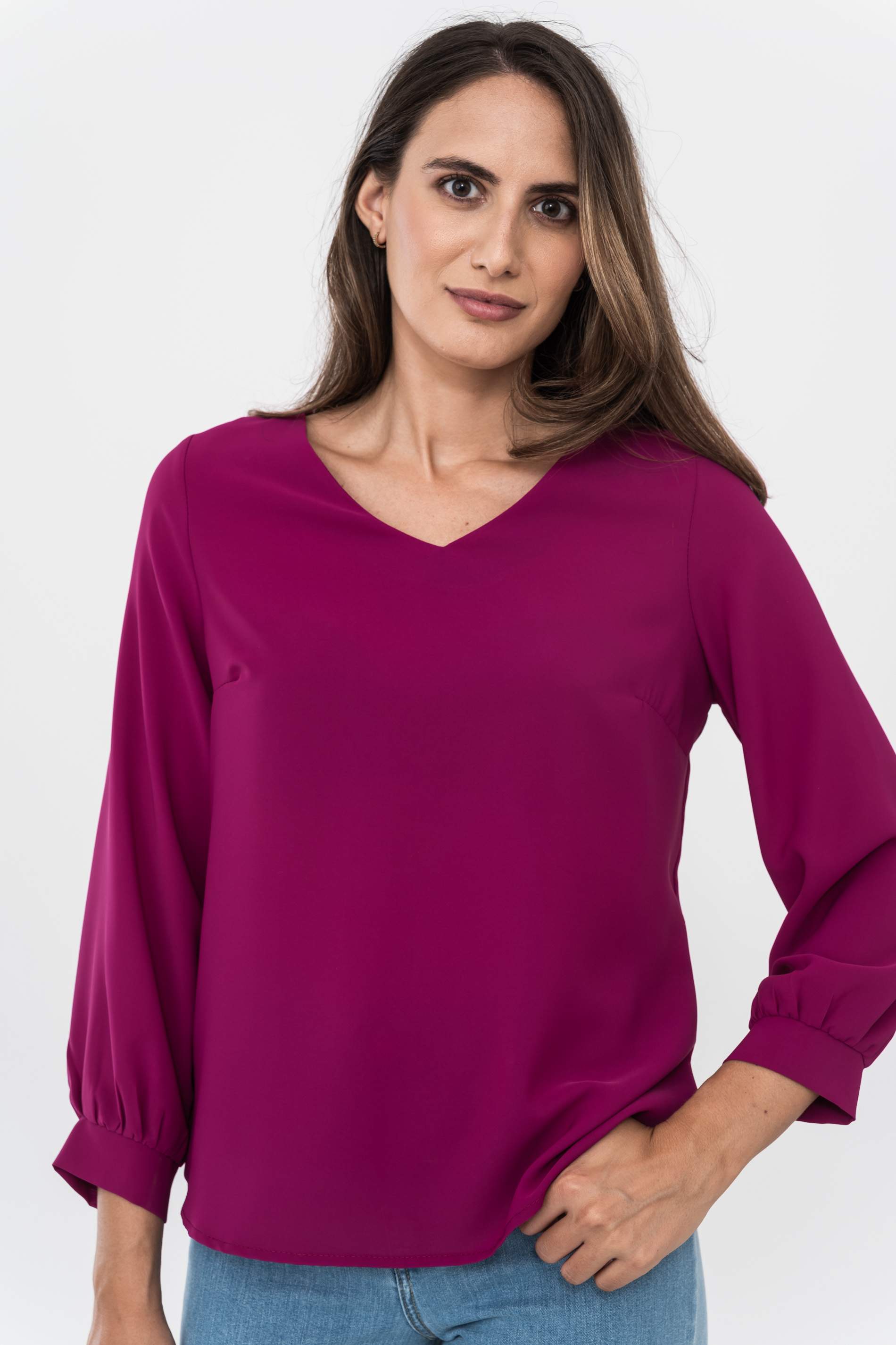 BLUSA MANGA PUÑO MORADO