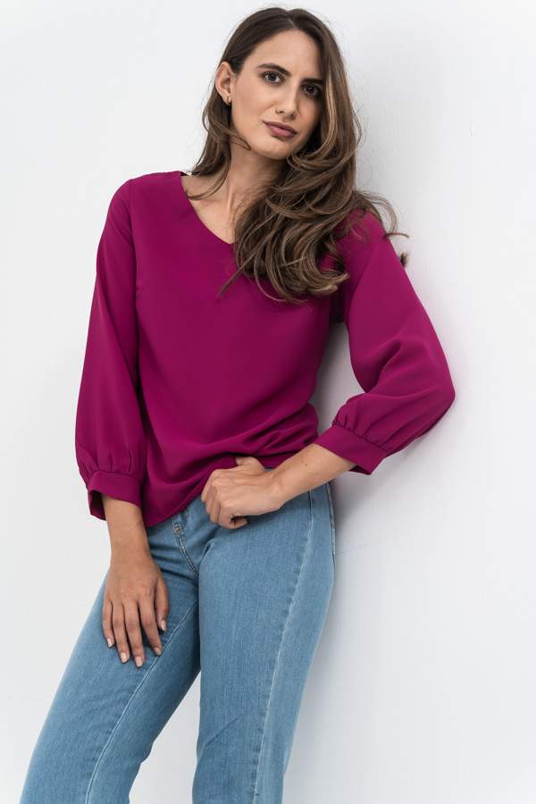 BLUSA MANGA PUÑO MORADO