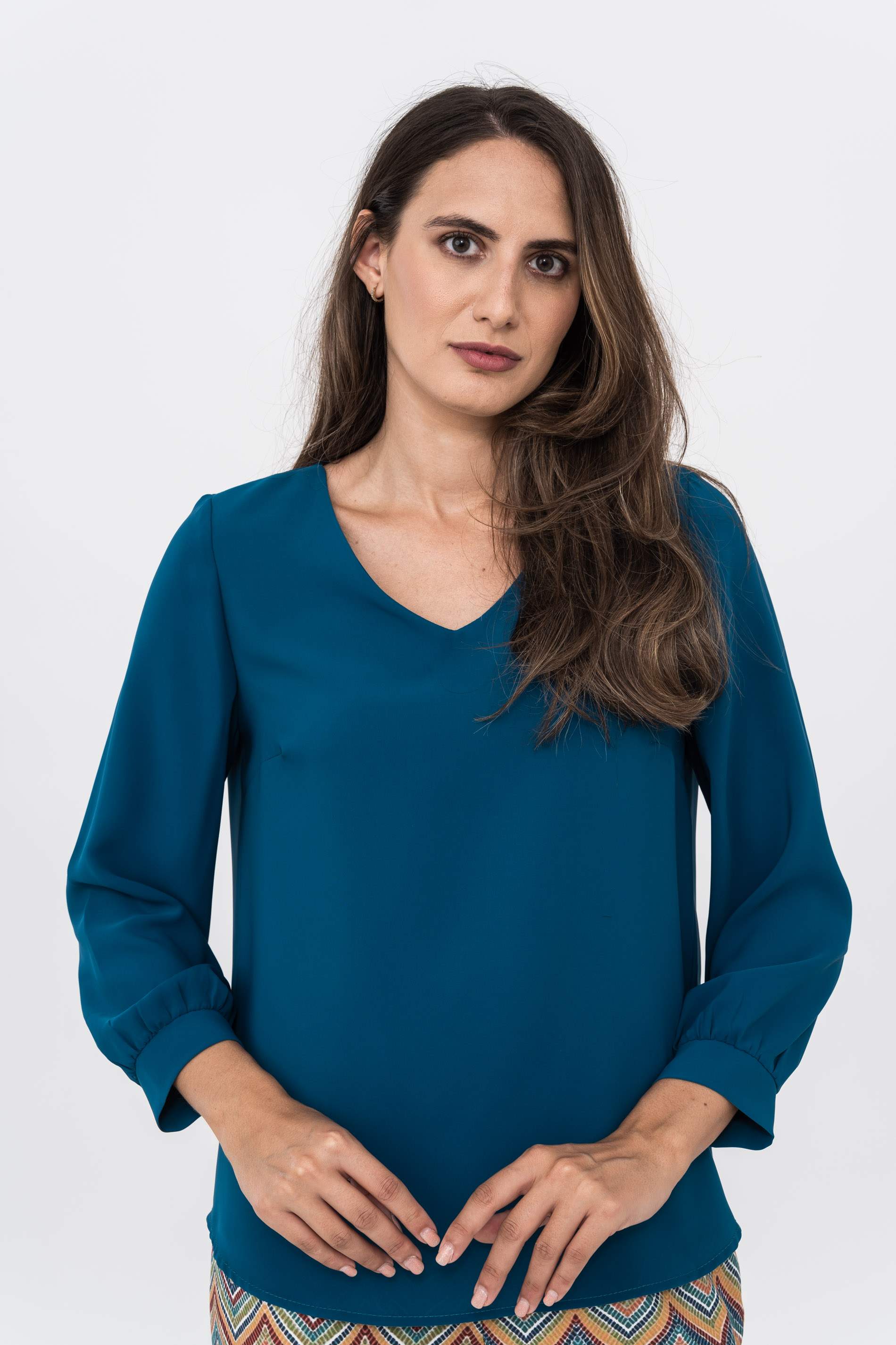 BLUSA MANGA PUÑO  PETROLEO