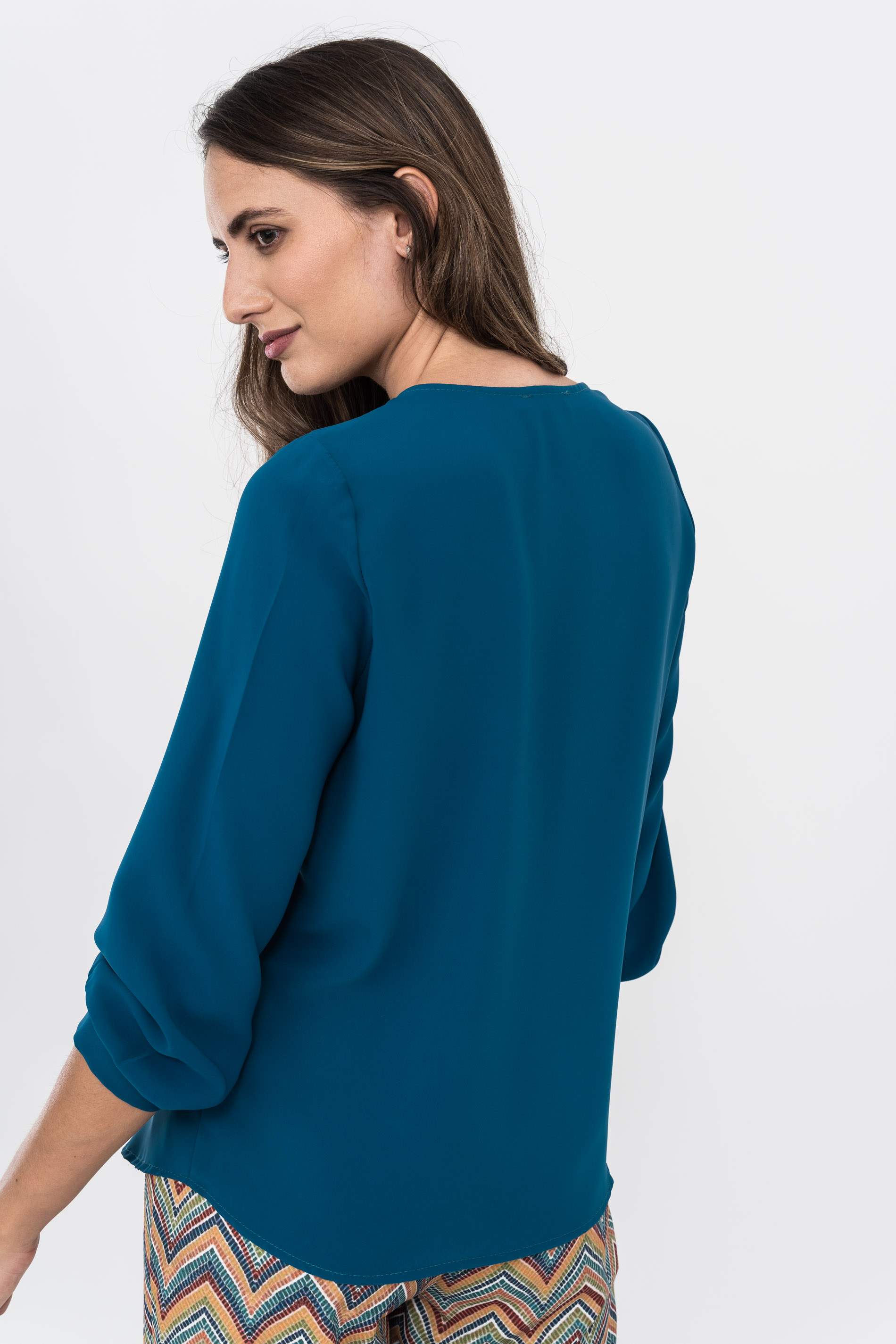 BLUSA MANGA PUÑO PETROLEO