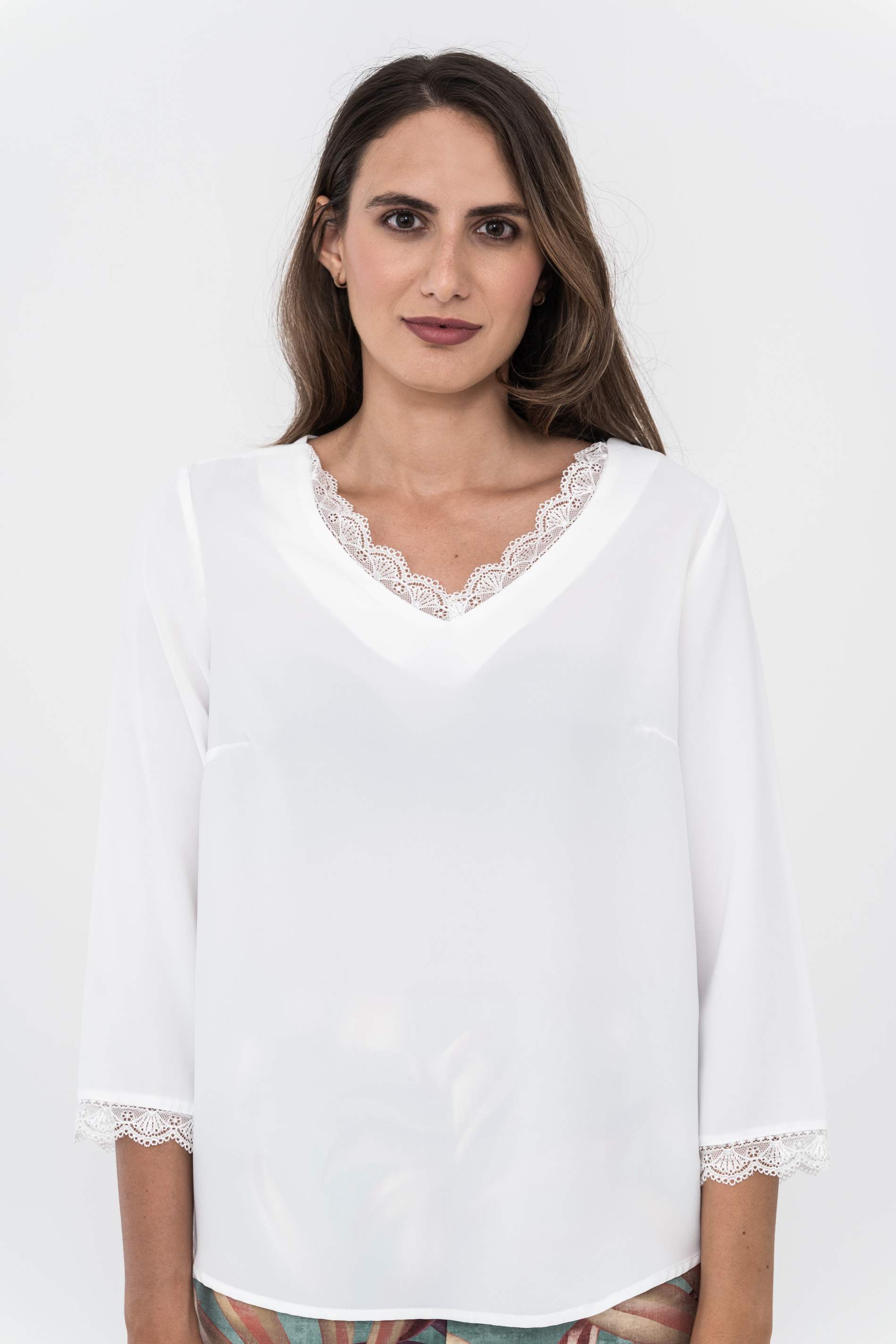 BLUSA COMBINADA ENCAJE CRUDO
