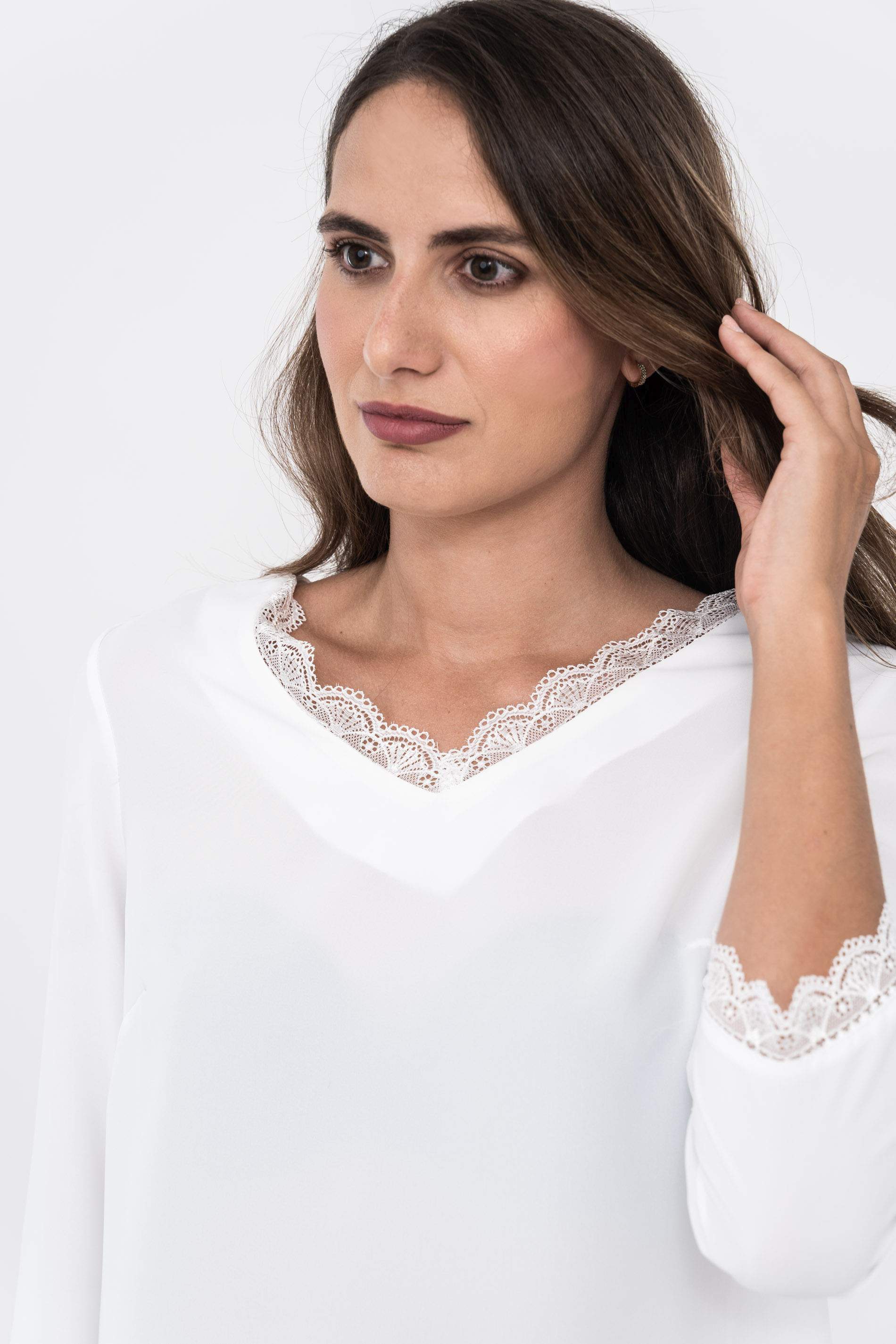 BLUSA COMBINADA ENCAJE CRUDO