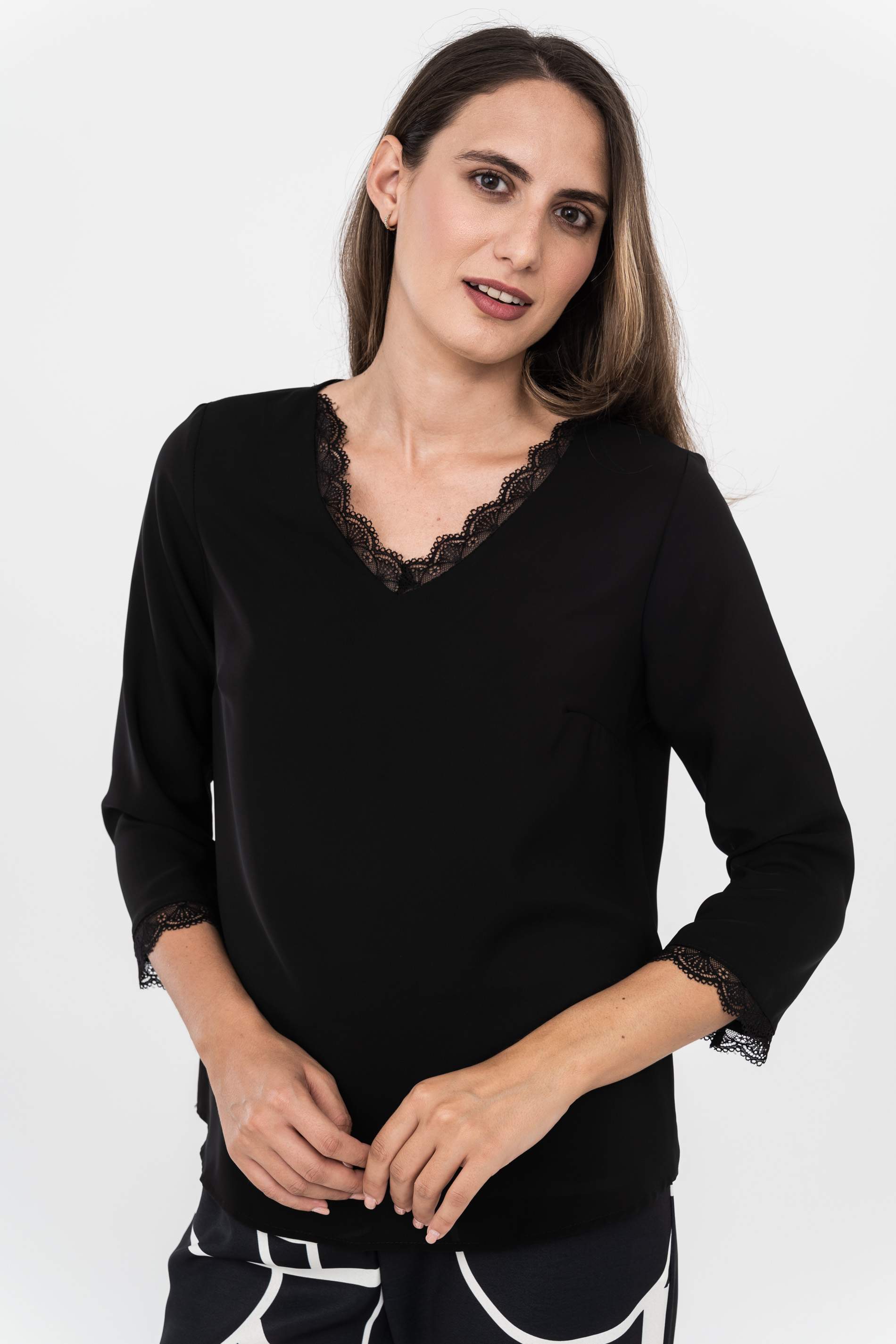 BLUSA COMBINADA ENCAJE NEGRO