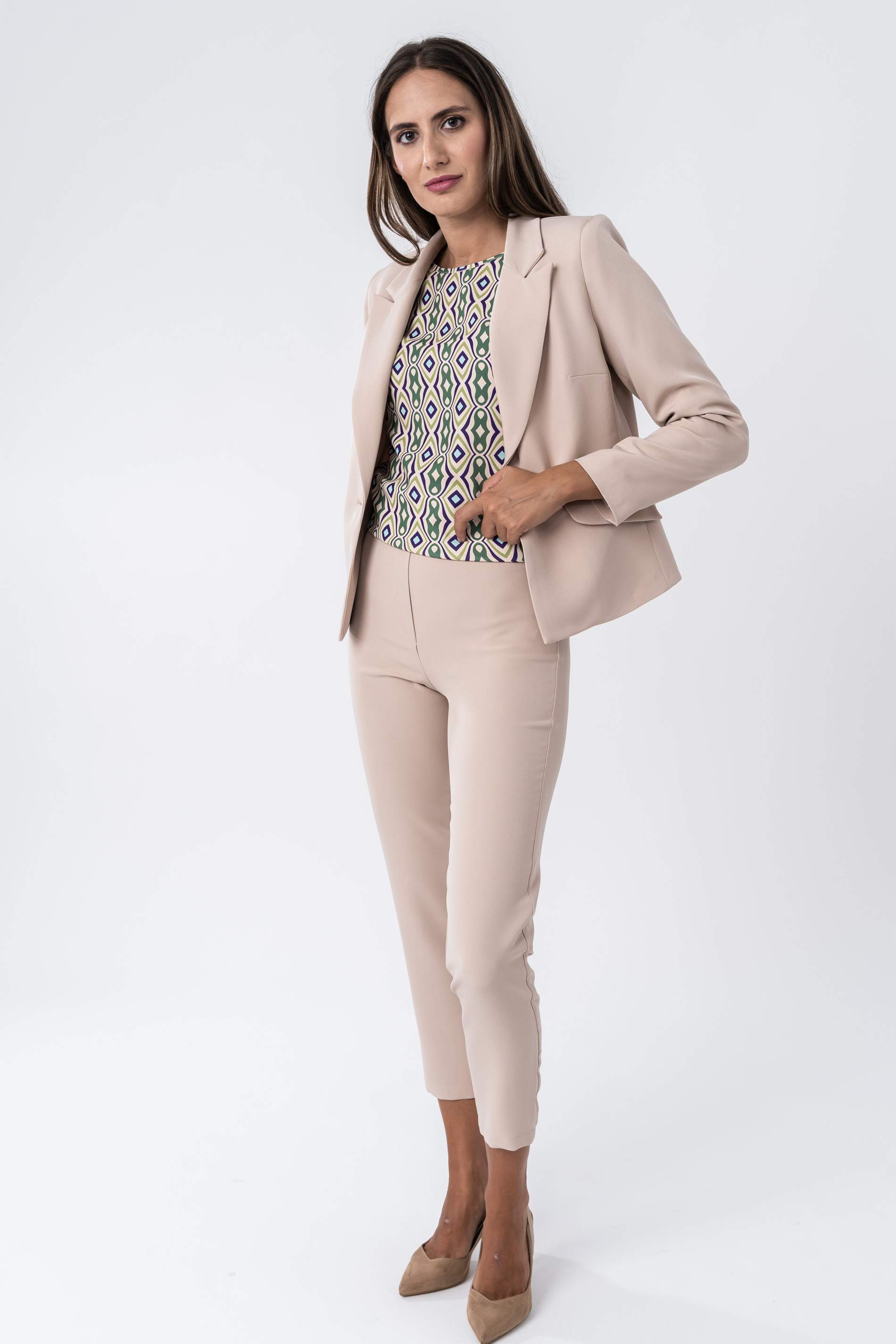 PANTALON VESTIR GOMA CINTURA BEIGE