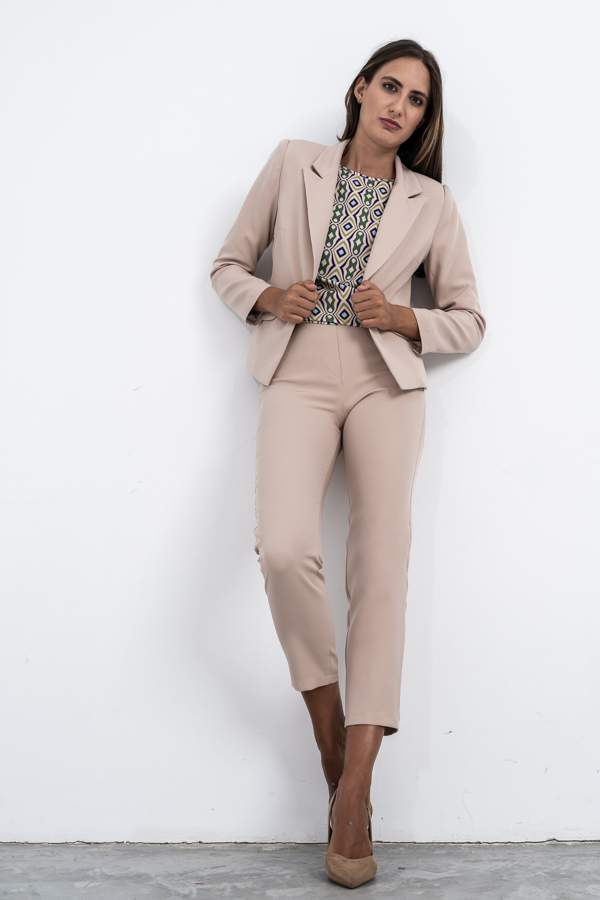 PANTALON VESTIR GOMA CINTURA BEIGE