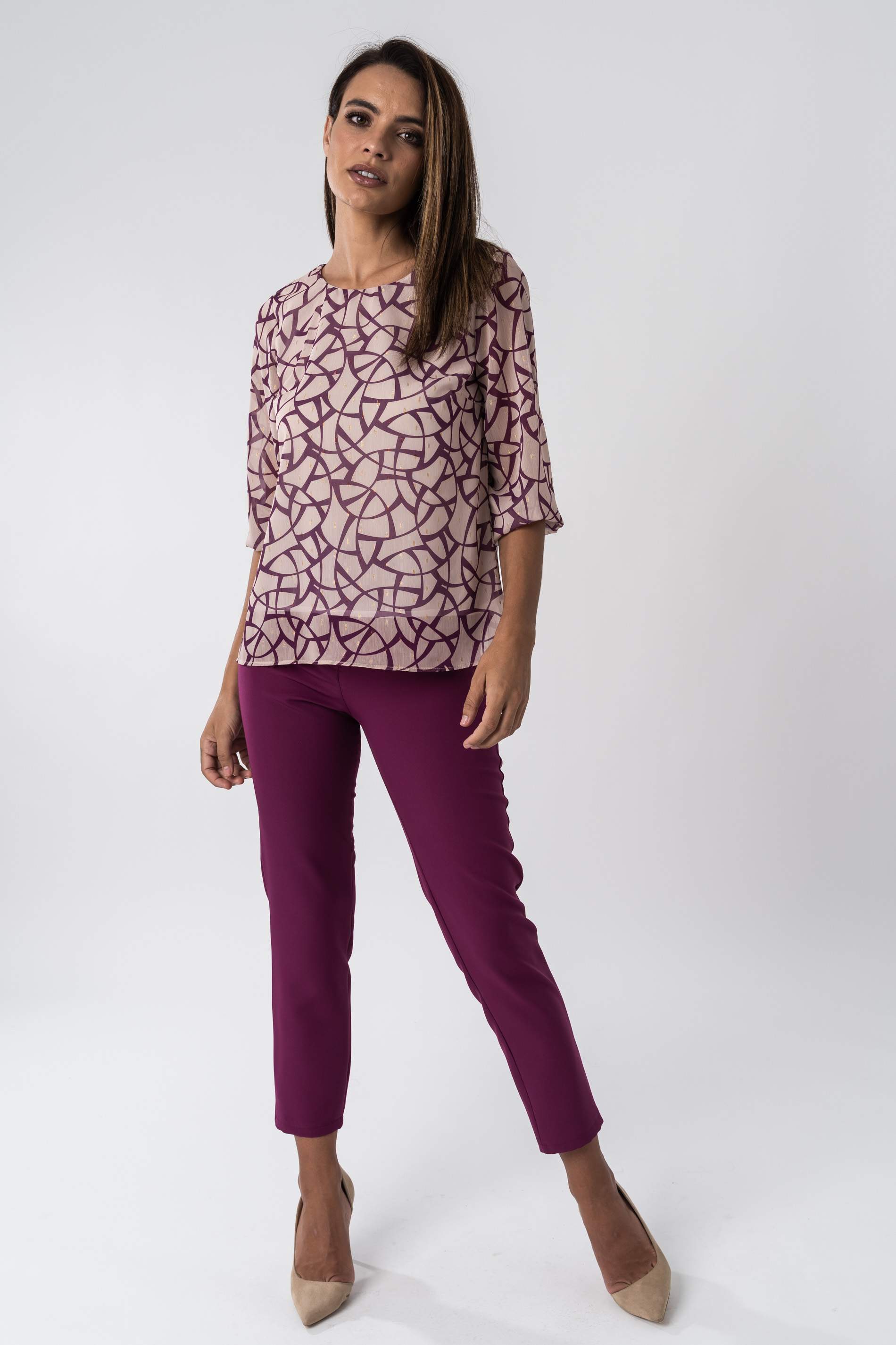PANTALON VESTIR GOMA CINTURA BERENJENA