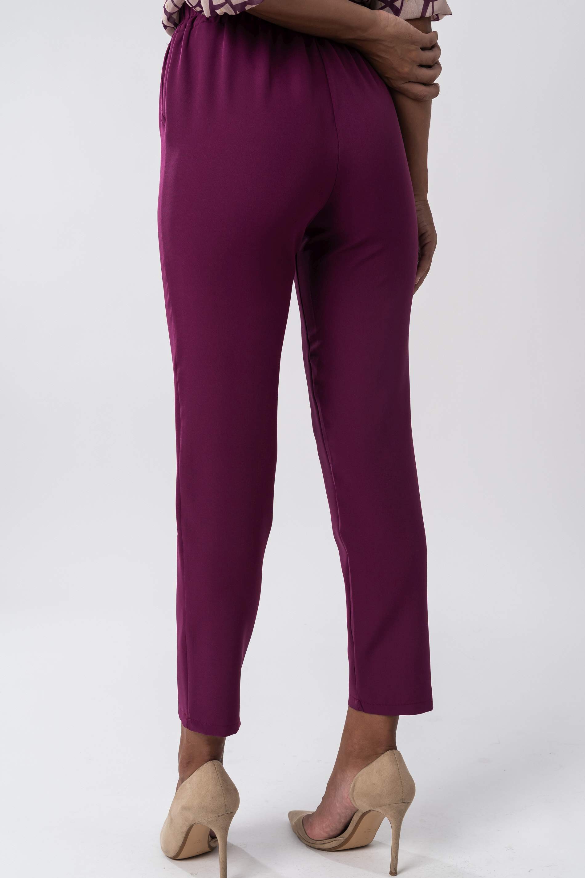 PANTALON VESTIR GOMA CINTURA BERENJENA