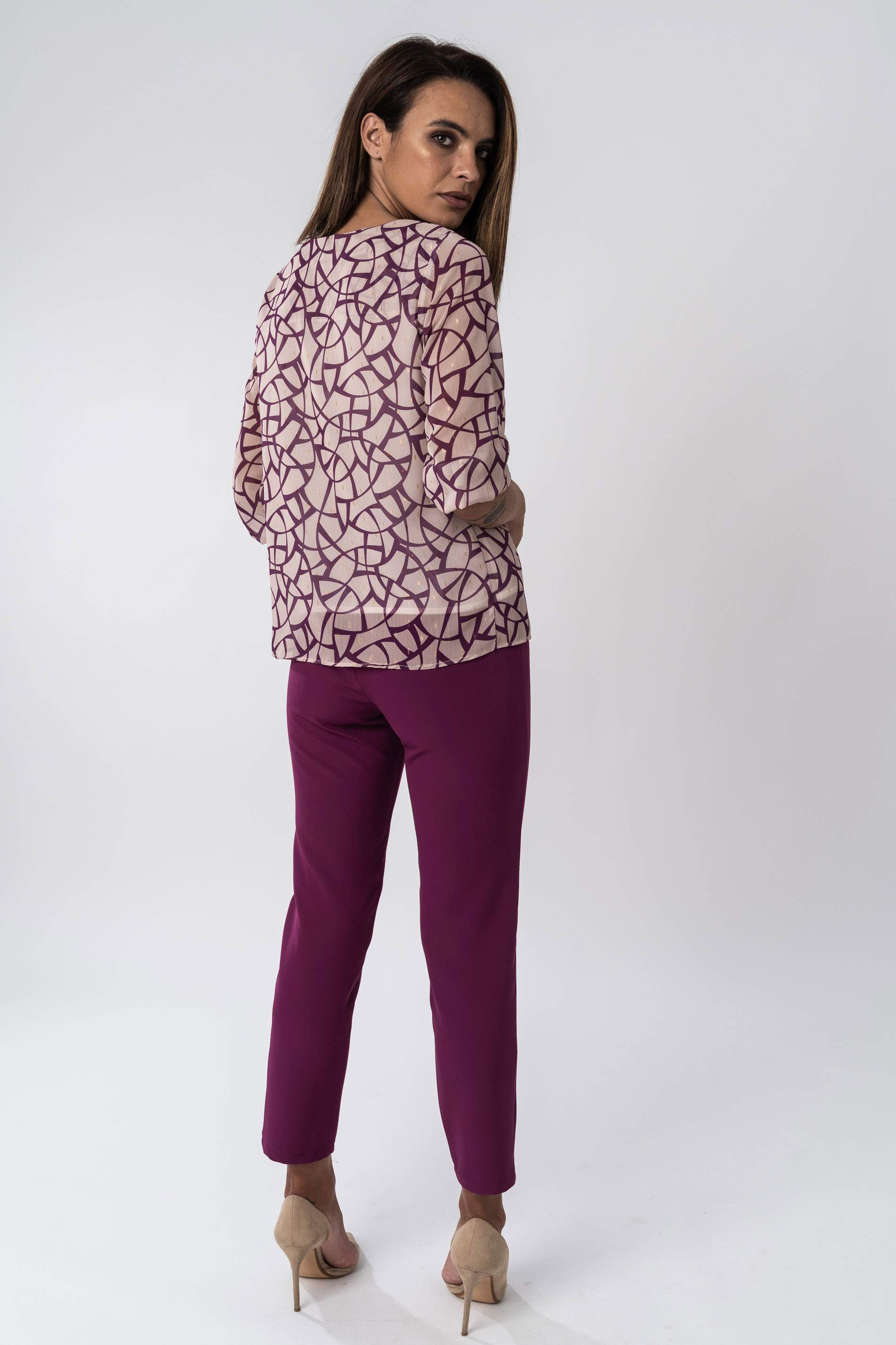 PANTALON VESTIR GOMA CINTURA BERENJENA