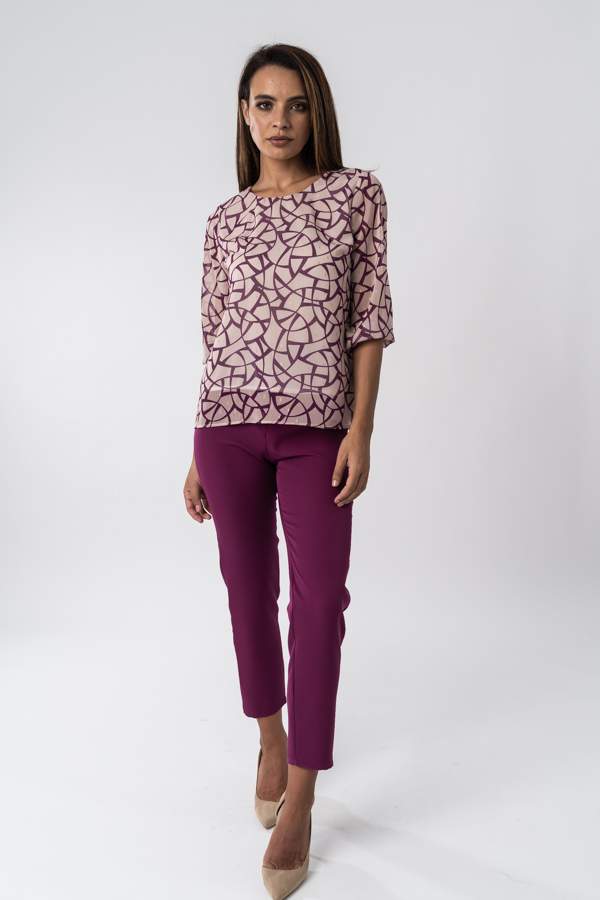 PANTALON VESTIR GOMA CINTURA BERENJENA