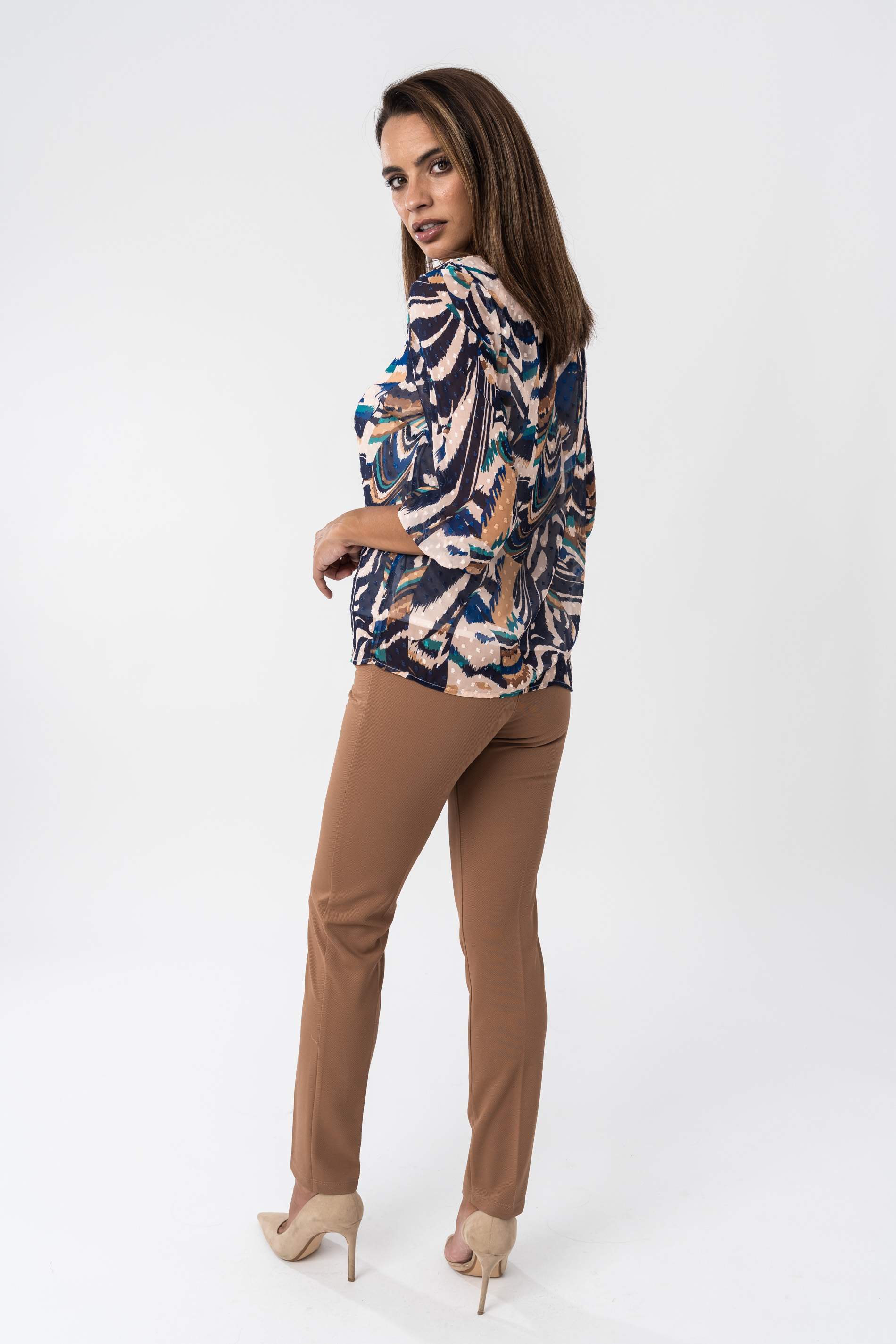 PANTALON DIAGONAL GOMA CINTURA CAMEL