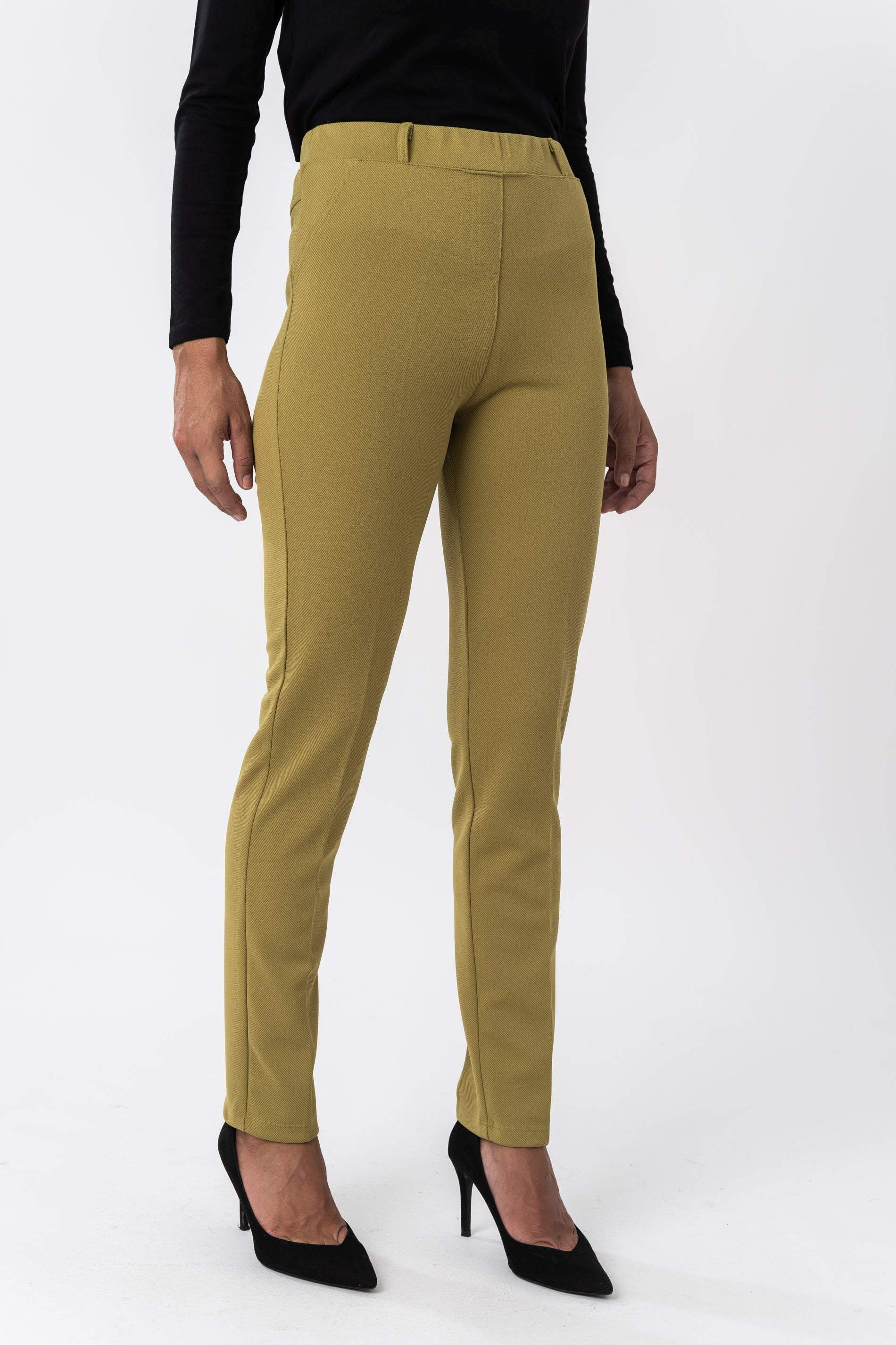 PANTALON DIAGONAL GOMA CINTURA OLIVA
