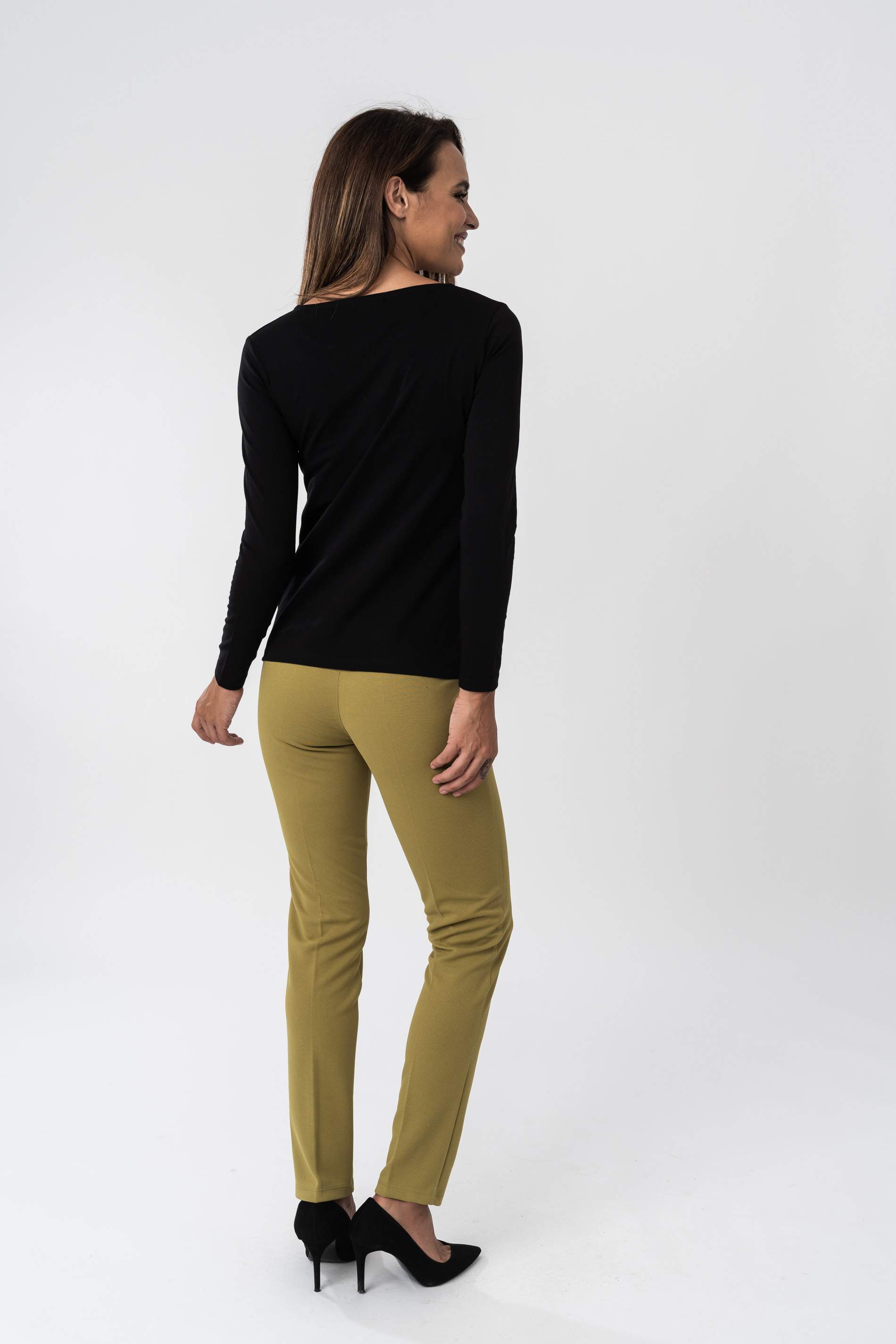 PANTALON DIAGONAL GOMA CINTURA OLIVA